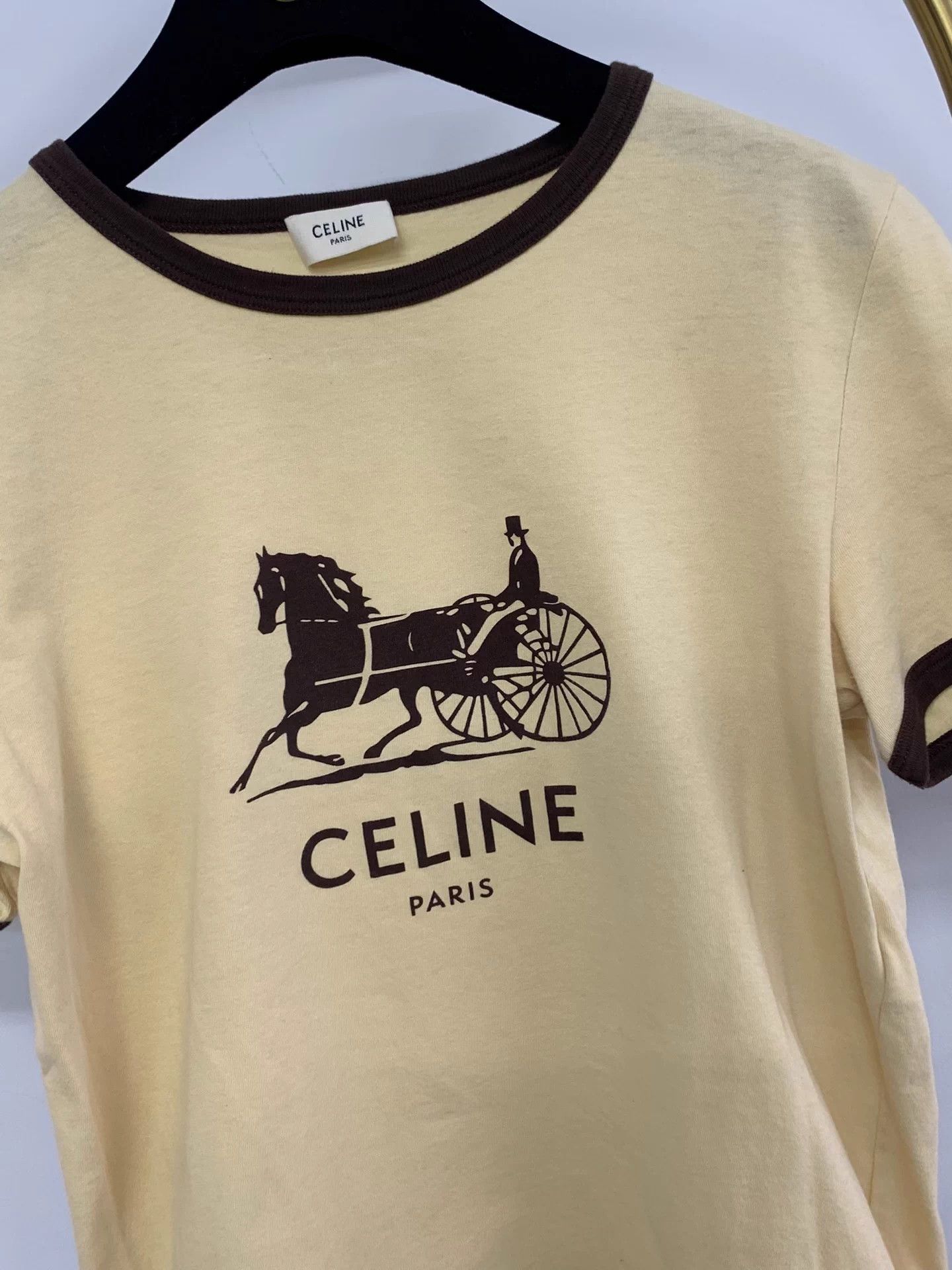 Celine Celine Yellow Horse Carriage Print Short Tee S New Size S / US 4 / IT 40 - 2 Thumbnail