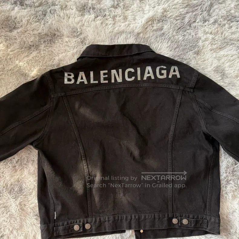 Balenciaga Balenciaga Logo emblem long sleeve collar denim jacket Size XXS / US 00 / IT 34 - 1 Thumbnail