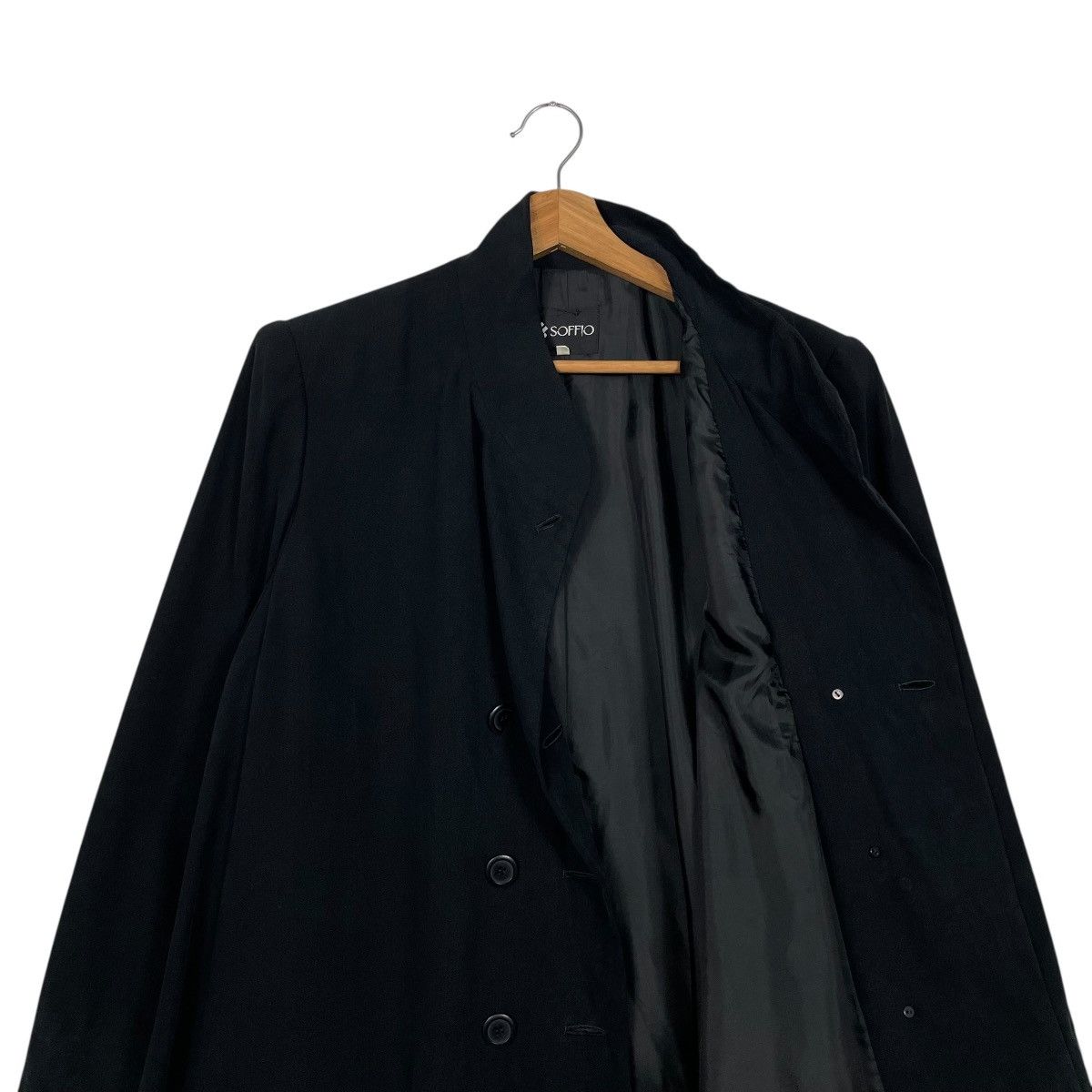 Japanese Brand Soffio Black Double Breasted Coat Size L / US 10 / IT 46 - 11 Thumbnail