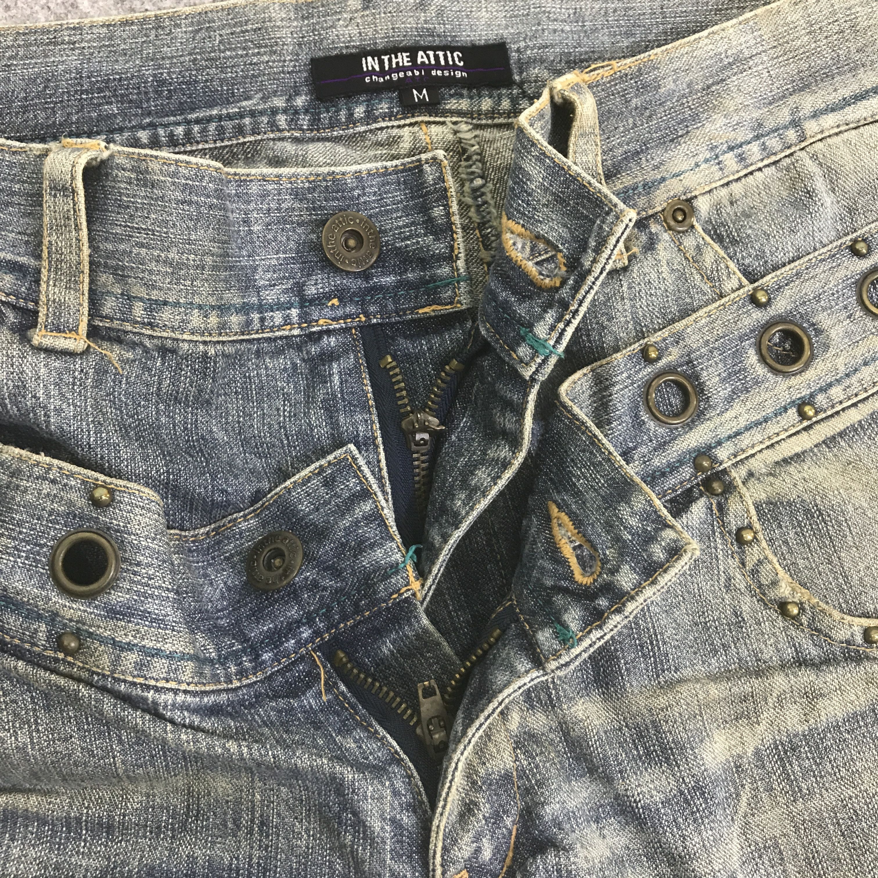 In The Attic IN THE ATTIC DISTRESSED DENIM DOUBLE WAIST PANTS K129B1 Size US 32 / EU 48 - 14 Thumbnail