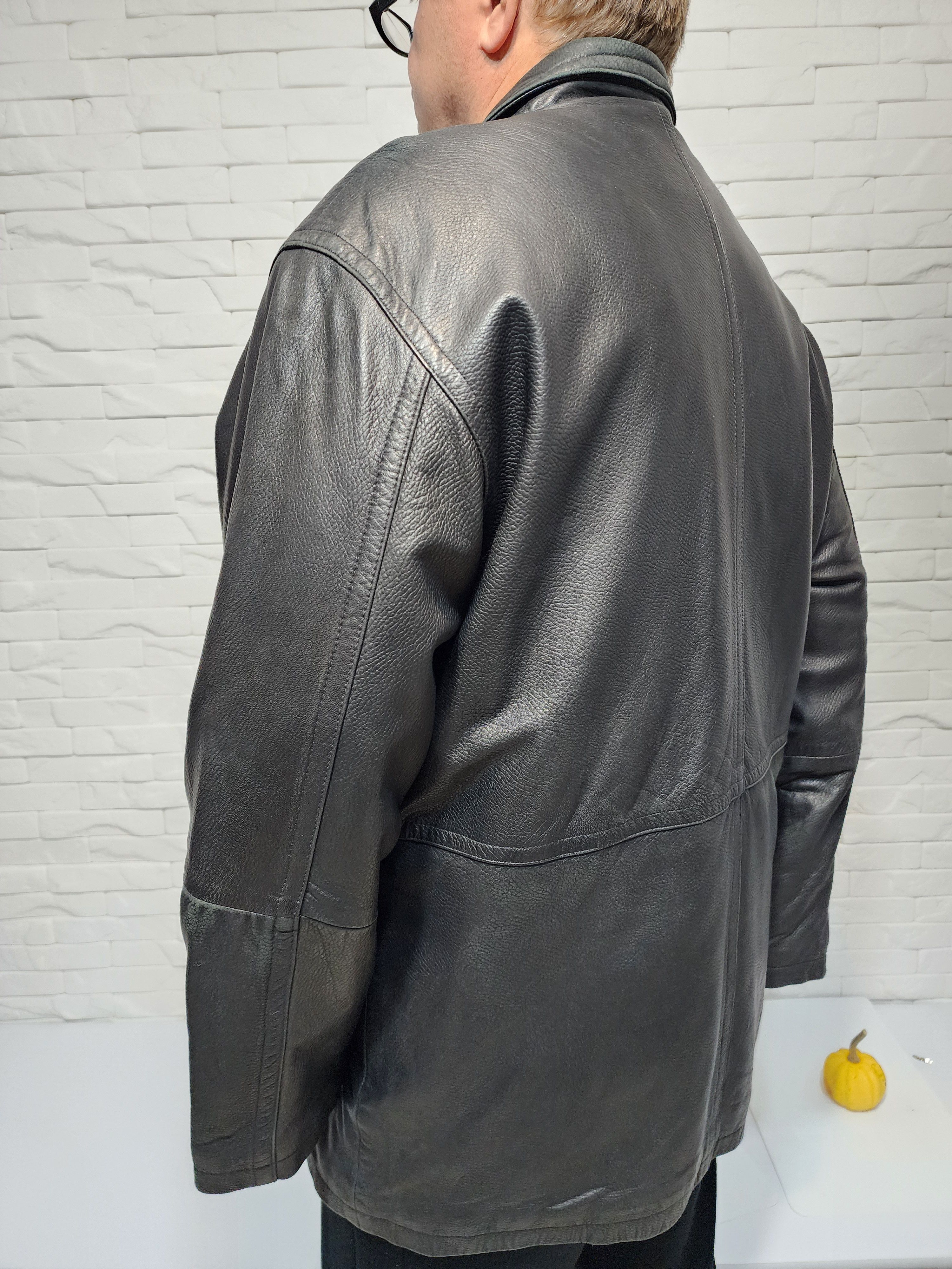 Genuine Leather Men's Black Genuine Leather Jacket: Zip Up, Pockets Size US XL / EU 56 / 4 - 6 Thumbnail