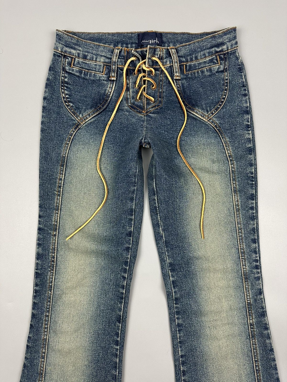 If Six Was Nine × Le Grande Bleu (L.G.B.) 🔥Flared🔥Vintage Complete Girl Low Rise Flared Jeans Size 27" / US 4 / IT 40 - 5 Thumbnail
