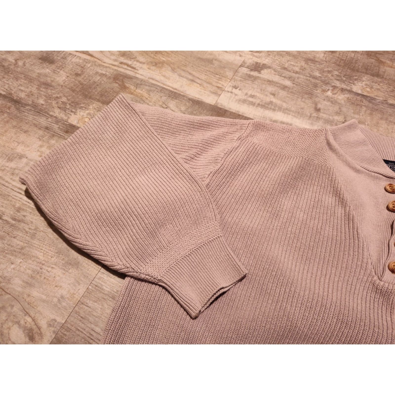 Lands' End VINTAGE Lands' End Henley Sweater Mens Medium Beige 80s Outdoor USA Made Size US M / EU 48-50 / 2 - 6 Thumbnail