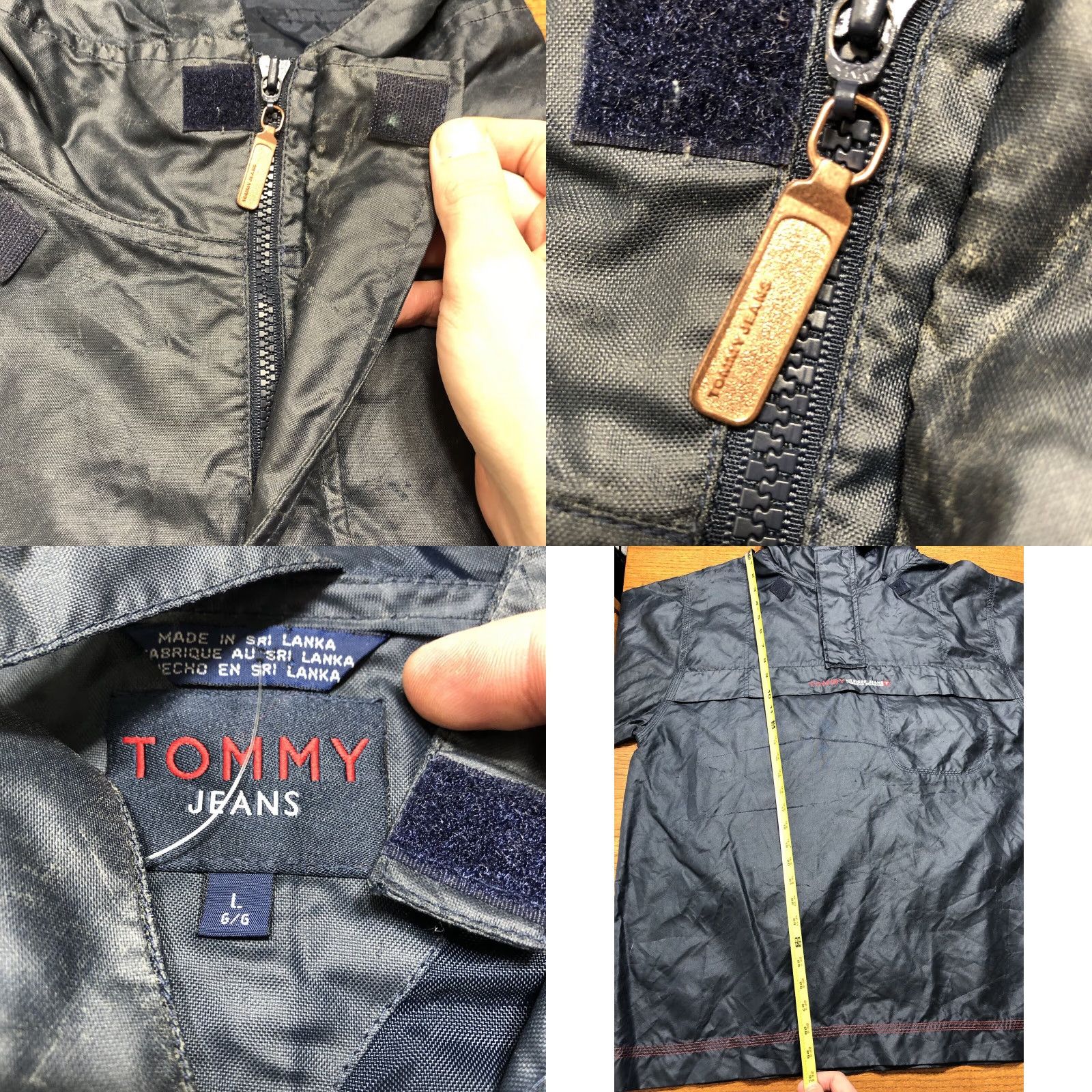 Tommy Hilfiger VTG Tommy Hilfiger Jacket Hooded Rain Nylon Windbreaker 1/4 Zip Men L Red 90s Logo Vintage Size US 33 - 9 Thumbnail