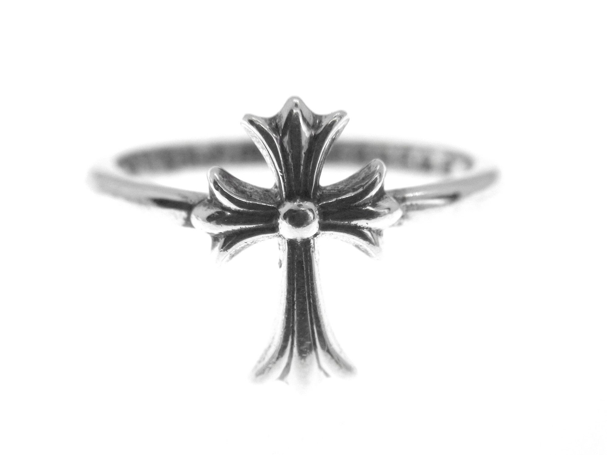 image of Chrome Hearts 22K Bubblegum Cross Ring - Size 4 in Gold, Men's