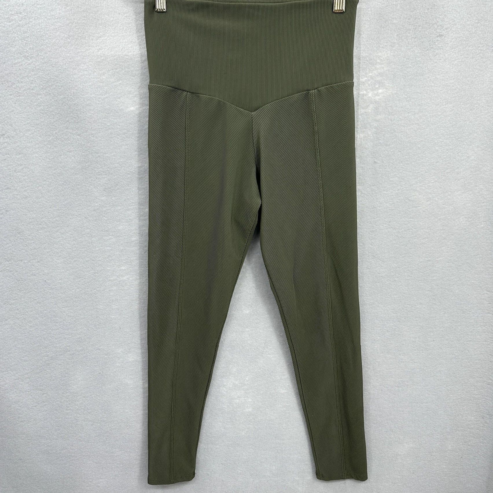 Onia Onia Leggings Womens Small Green Ribbed High Waist Yoga Athleisure Minimalist Preppy Size 28" / US 6 / IT 42 - 4 Thumbnail