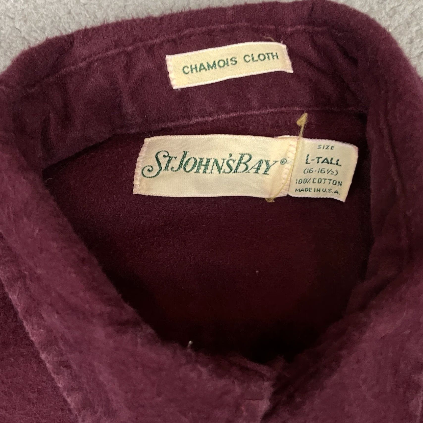 Vintage VINTAGE St Johns Bay Shirt Mens L Tall Maroon Chamois Cloth Button Up Heavy Lined LT Size US L / EU 52-54 / 3 - 3 Thumbnail