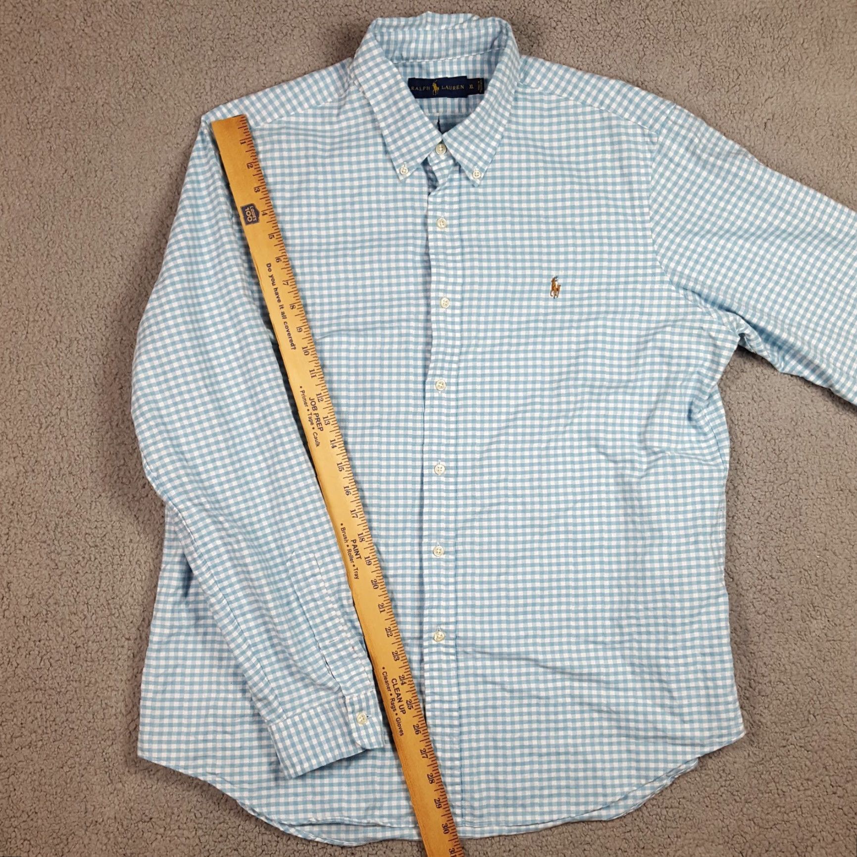 Ralph Lauren VINTAGE Ralph Lauren Blue Plaid Button-Up Dress Shirt XL Long Sleeve Collared Preppy Mens 90s Size 46R - 7 Thumbnail