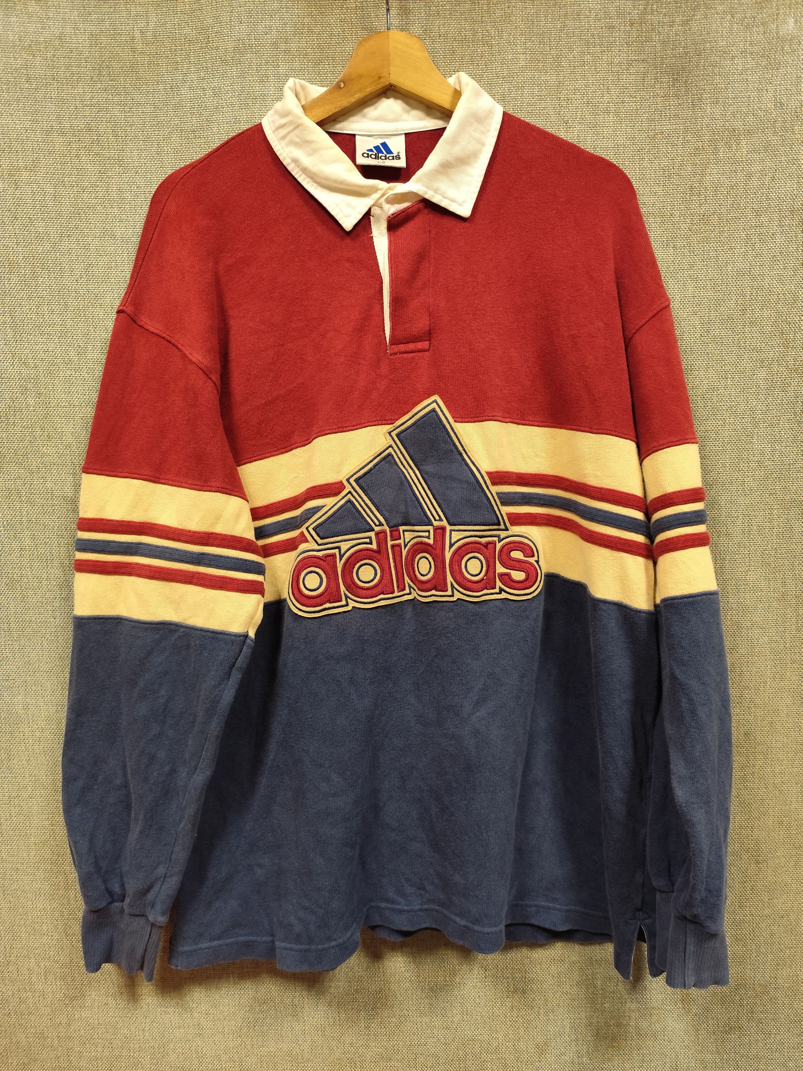 Adidas Vintage 90s rugby shirt adidas equipment logo embroidery Size US L / EU 52-54 / 3 - 1 Thumbnail