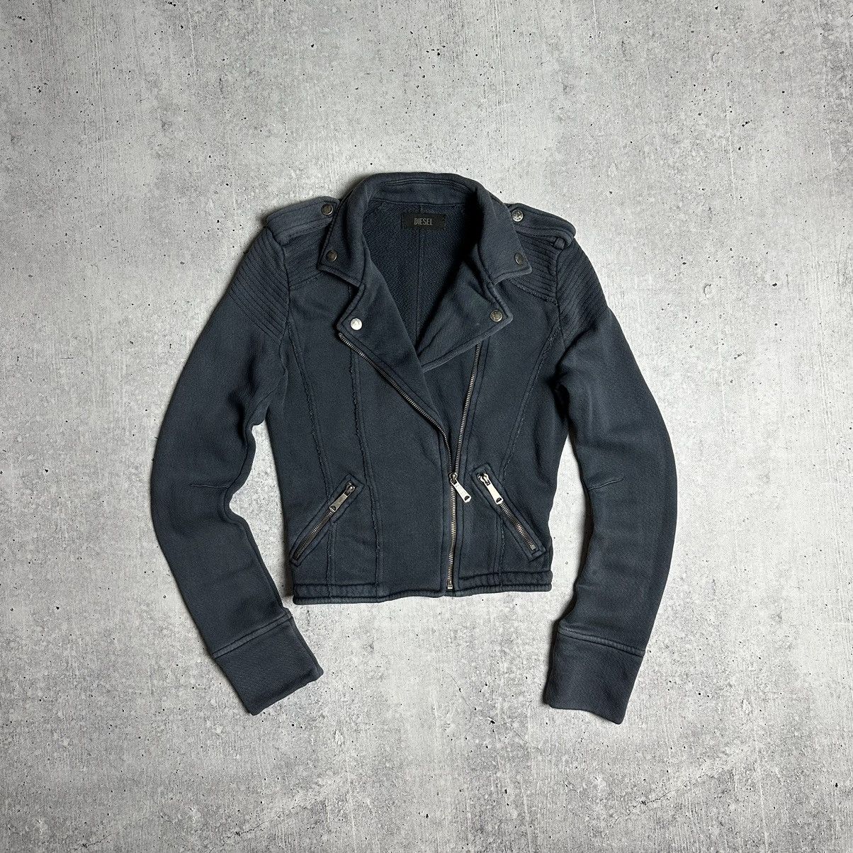 image of Avant Garde x Diesel Vintage Biker Jacket Cotton Washed Style in Washed Blue, Women's (Size Small)