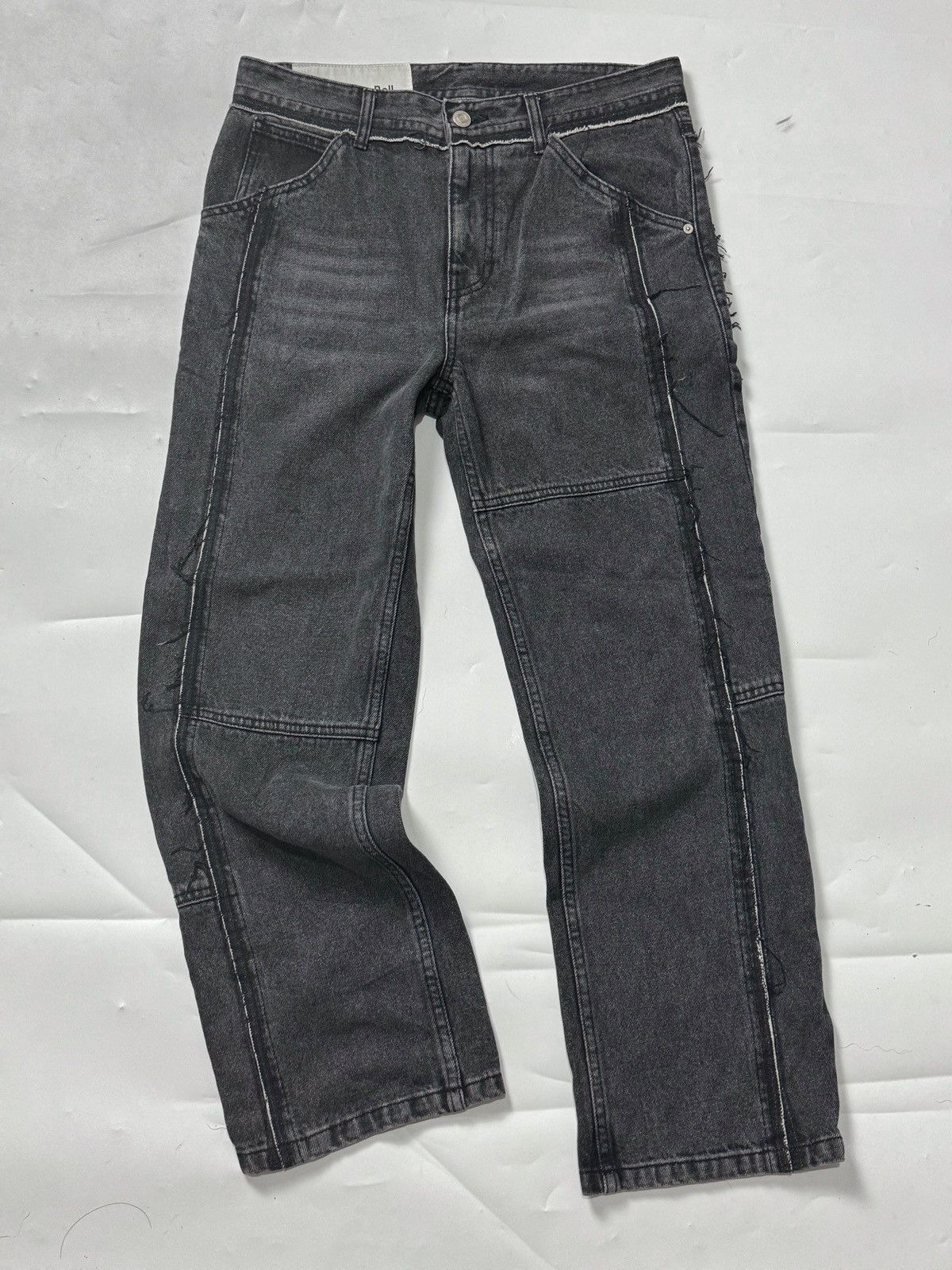image of Andersson Bell Straight Leg Crop Jeans Pants Archive in Black Gray, Men's (Size 30)