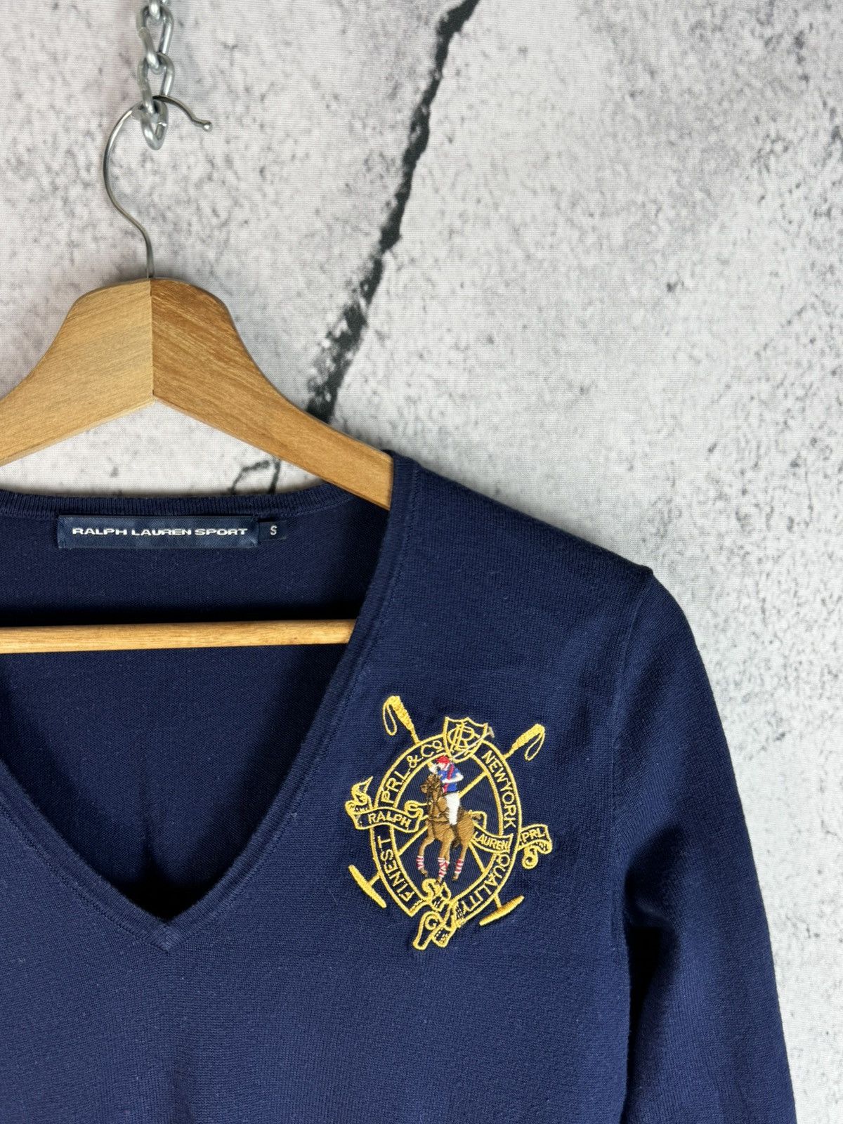 Polo Ralph Lauren Vintage Ralph Lauren Big Logo v neck Sweater Size S / US 4 / IT 40 - 4 Thumbnail