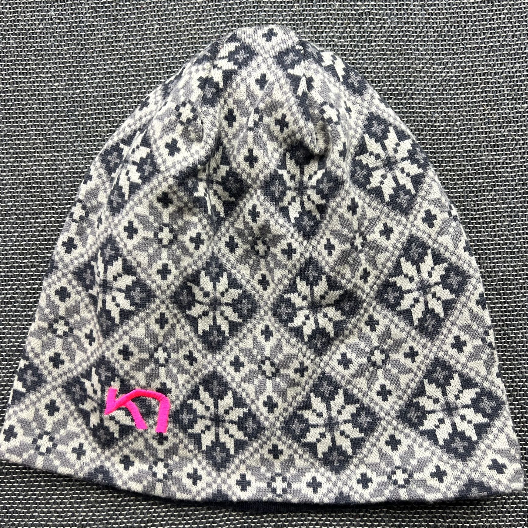 Vintage Kari Traa Womens Beanie Hat One Size Fair Isle Merino Wool Knitted Gray Size ONE SIZE - 2 Thumbnail