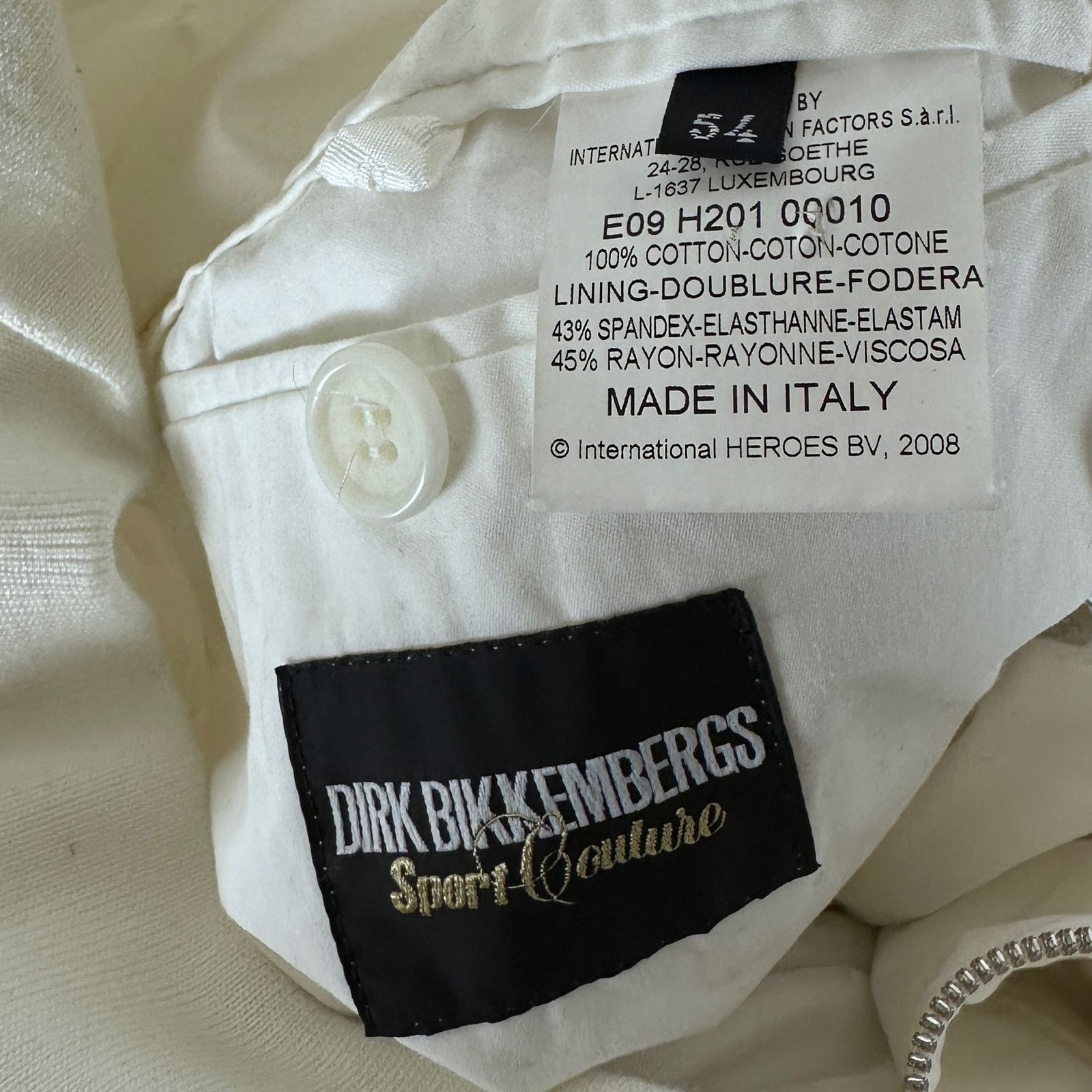 Dirk Bikkembergs S/S09 White Sports Couture Button Jacket Size US L / EU 52-54 / 3 - 14 Thumbnail