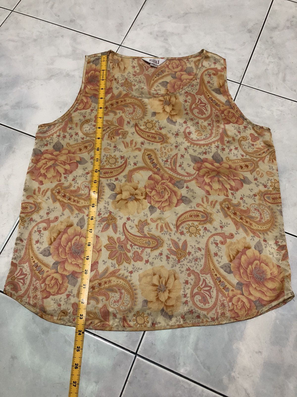 Vintage Asilk Japanese Style Paisley Pattern Allover Silk Style Size L / US 10 / IT 46 - 12 Thumbnail