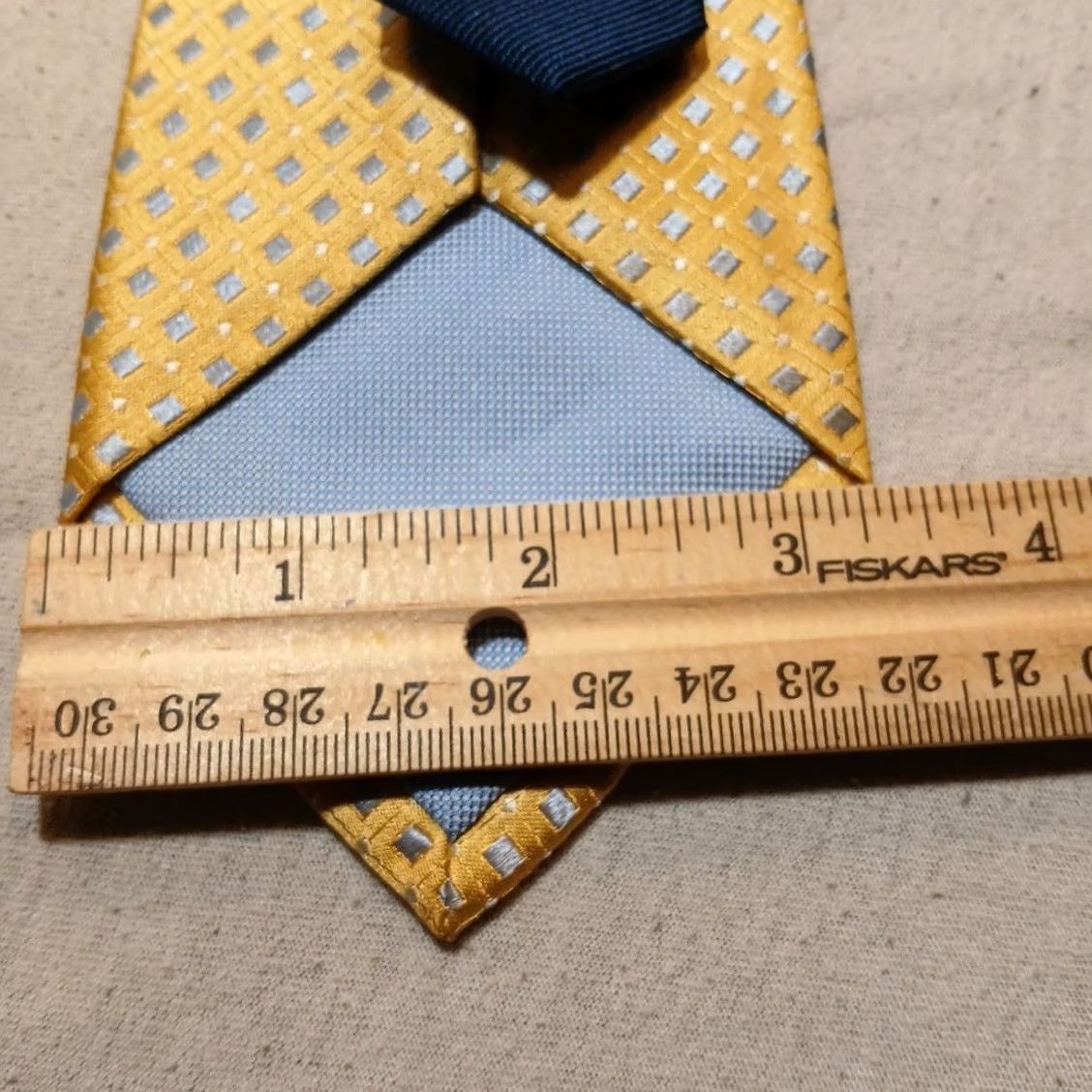 Tommy Hilfiger Tommy Hilfiger Tie Mens One Size Yellow Silk Necktie With Gray Diamond Pattern Size ONE SIZE - 6 Thumbnail