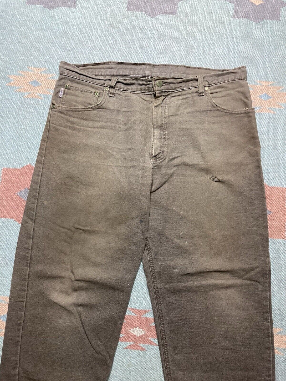 Carhartt × Vintage VTG carhartt canvas work pants baggy skater distressed 38x28 Size US 38 / EU 54 - 7 Thumbnail