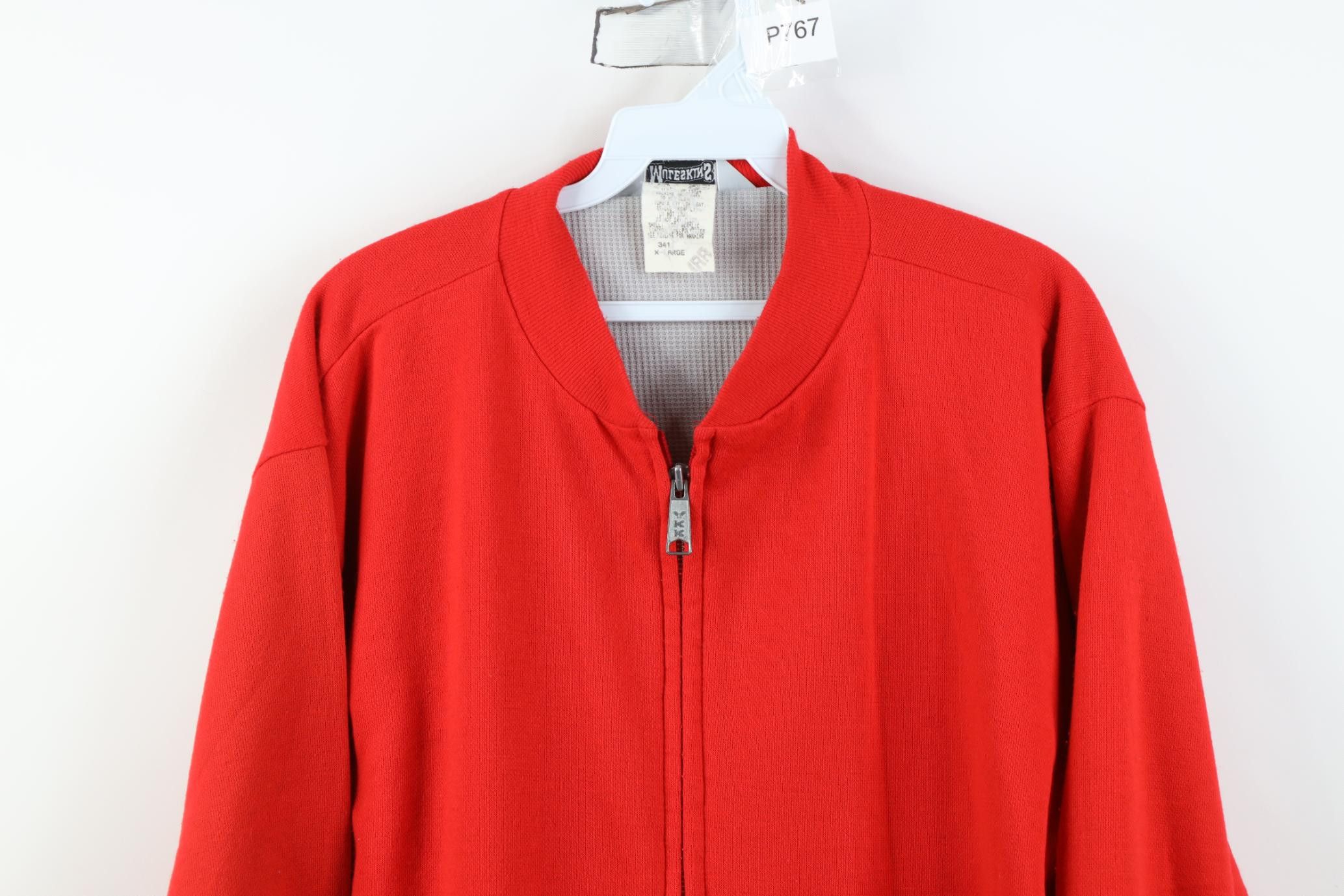 Vintage Vintage 90s Streetwear Waffle Knit Sweatshirt Jacket Red USA Size US XL / EU 56 / 4 - 2 Thumbnail