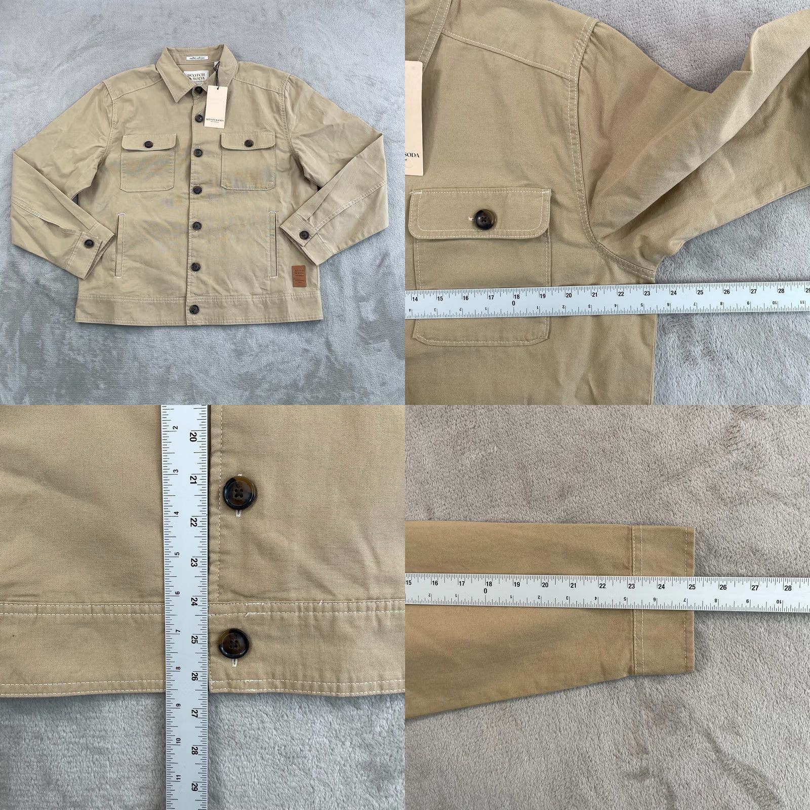 Scotch & Soda Scotch & Soda Canvas Trucker Jacket Men Large Beige Regular Classic Fit NWT Logo Pockets All Seasons Spring Winter Casual Shirt/Jacket Size US L / EU 52-54 / 3 - 8 Thumbnail
