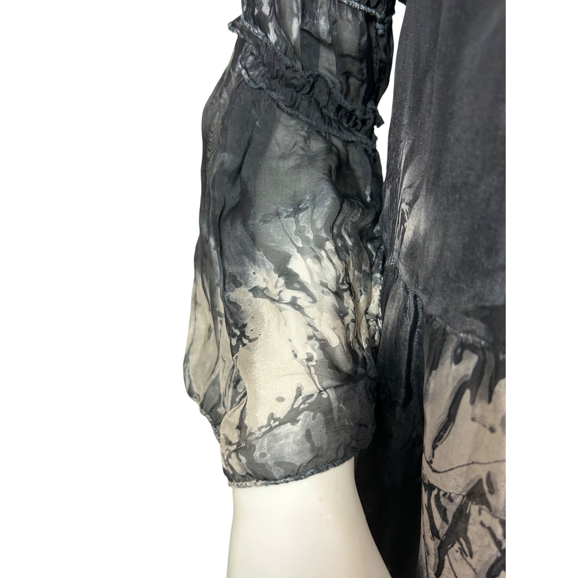 Other Tempo Paris Top M/L Black White Tie Dyed Long Sleeve Silk It Size M / US 6-8 / IT 42-44 - 14 Thumbnail