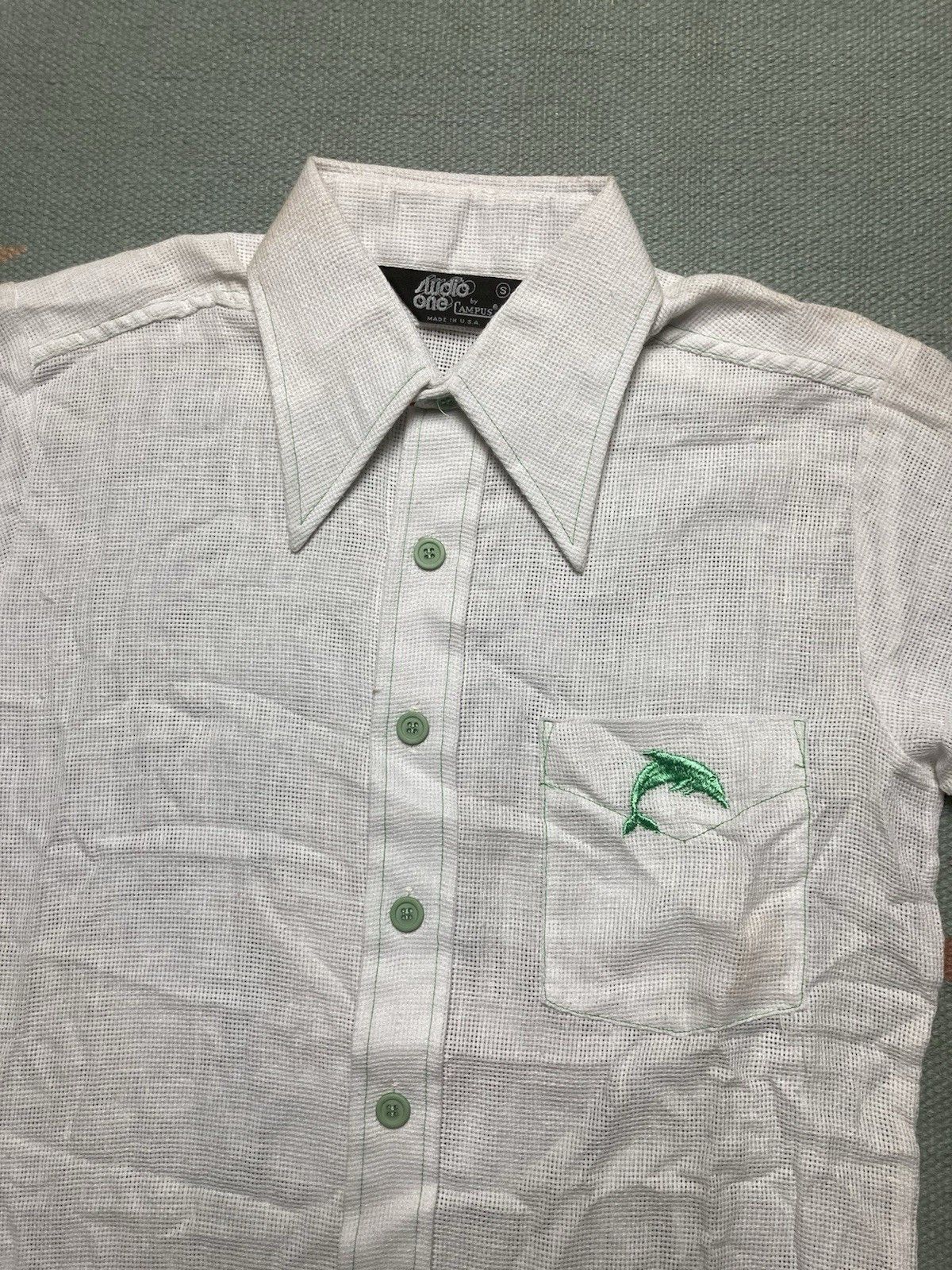 Vintage NEW 70s polo shirt campus mesh sheer summer DEADSTOCK small Size US S / EU 44-46 / 1 - 2 Thumbnail