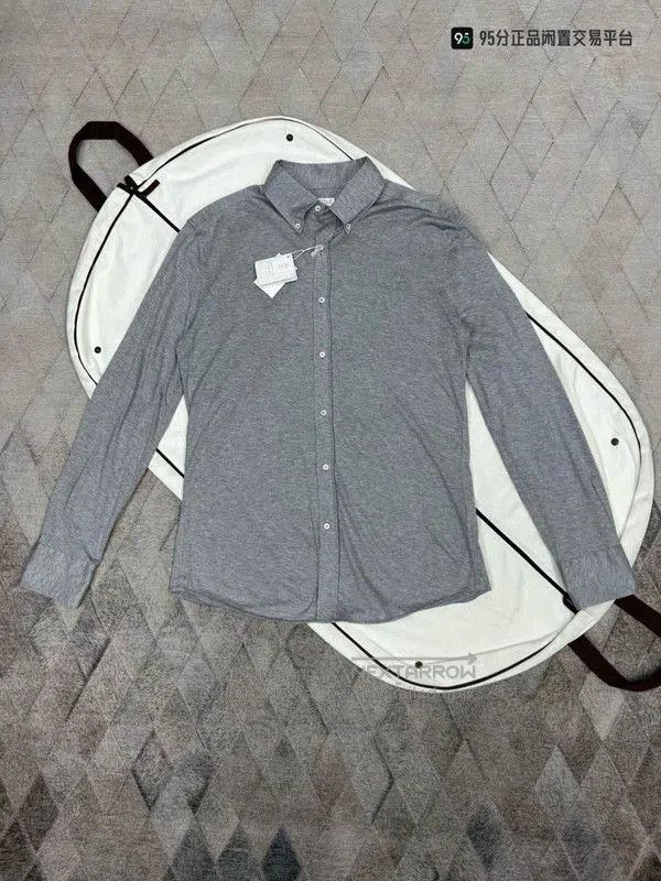 Brunello Cucinelli Brunello Cucinelli Men's Gray Long Sleeve Shirt. Size US XL / EU 56 / 4 - 1 Thumbnail
