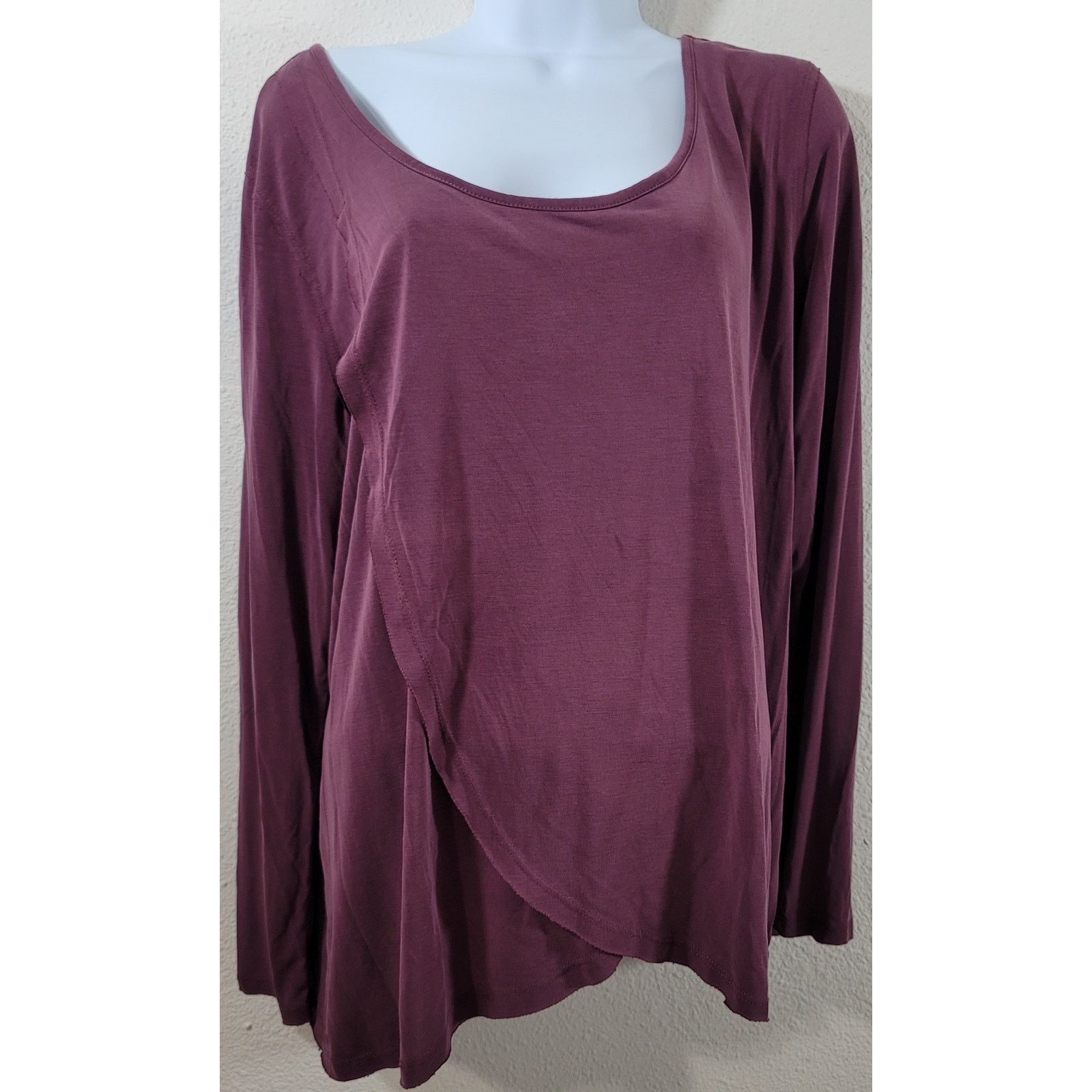 Other Cato Burgundy Draped Layered Round Neck Slub Knit Top XL Size XL / US 12-14 / IT 48-50 - 1 Thumbnail