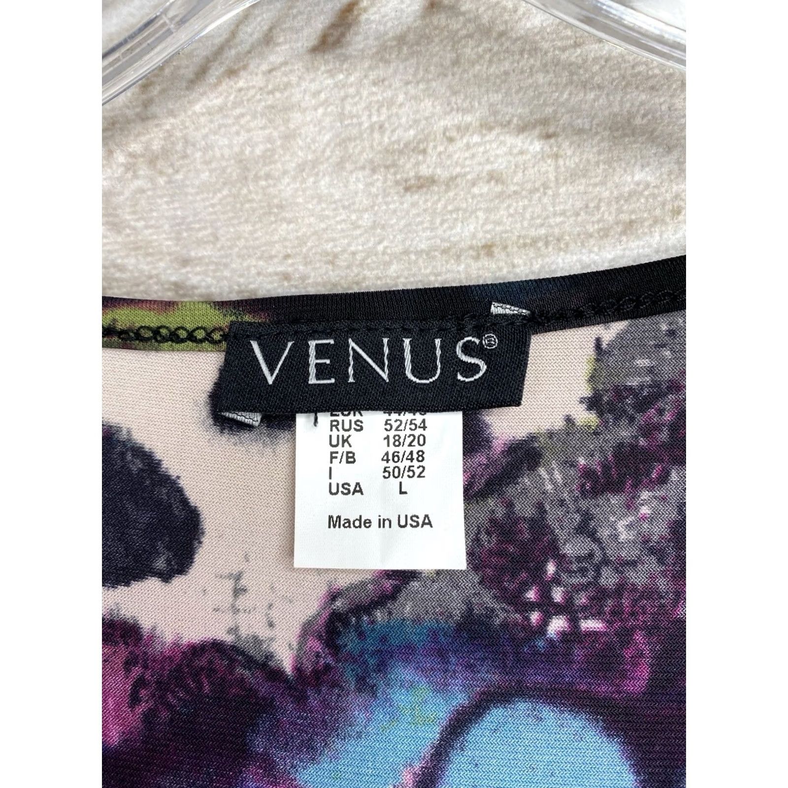 Venus Venus Womens Top L Multicolor Beaded Embroidered Fairy Slit Sleeve V-Neck Jersey Blouse Size L / US 10 / IT 46 - 3 Thumbnail