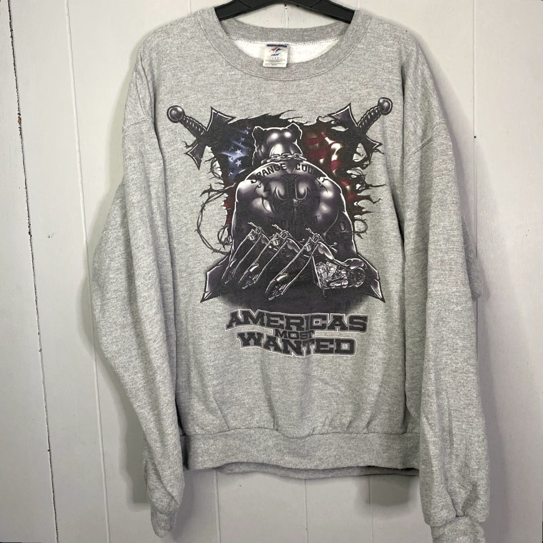Jerzees VINTAGE Orange County Choppers Sweatshirt Crewneck Mens Large Gray Motorcycle Pullover Graphic Print Distressed 24x27 Jerzees Cotton Blend All Seasons Size US L / EU 52-54 / 3 - 4 Thumbnail