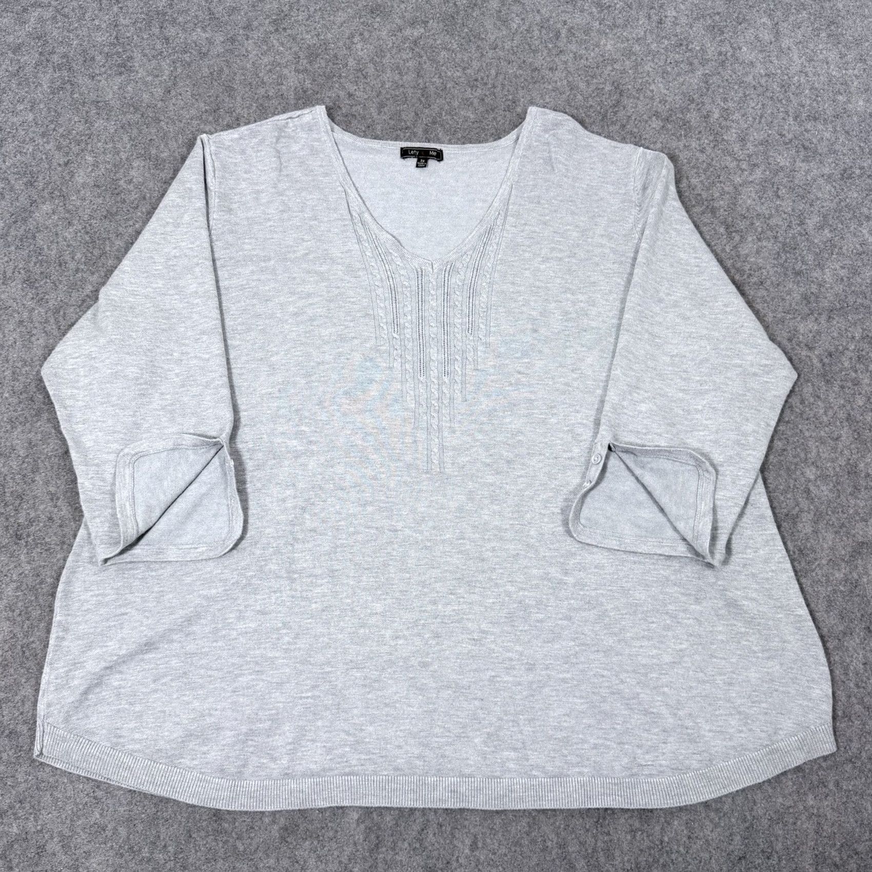 Vintage Lety & Me 3/4 Sleeve V-Neckline Casual Oversize Top Fits Women's Size 3X Gray Size XXL / US 16-18 / IT 52-54 - 4 Thumbnail
