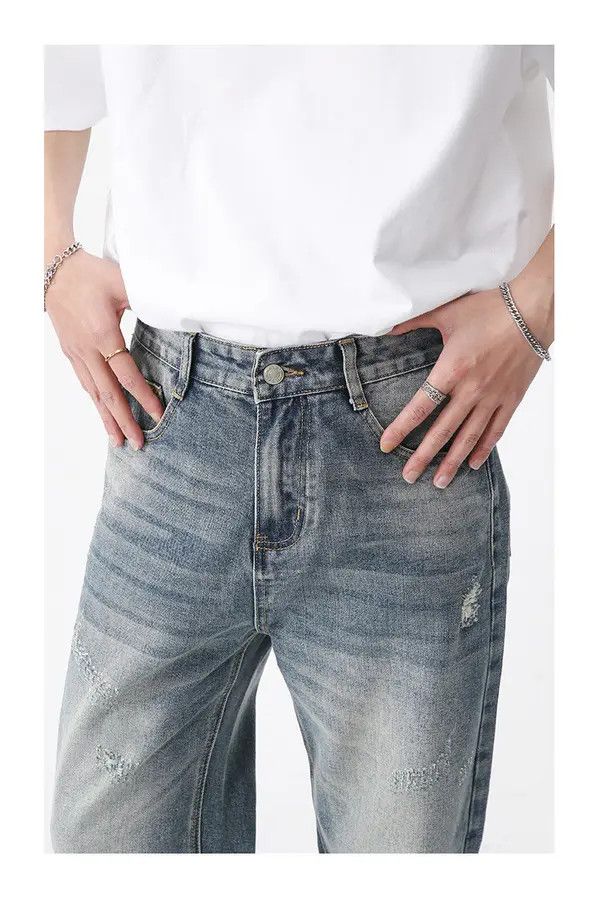 VIBE Straight-Leg Casual Loose Frayed Jeans Size US 32 / EU 48 - 6 Thumbnail