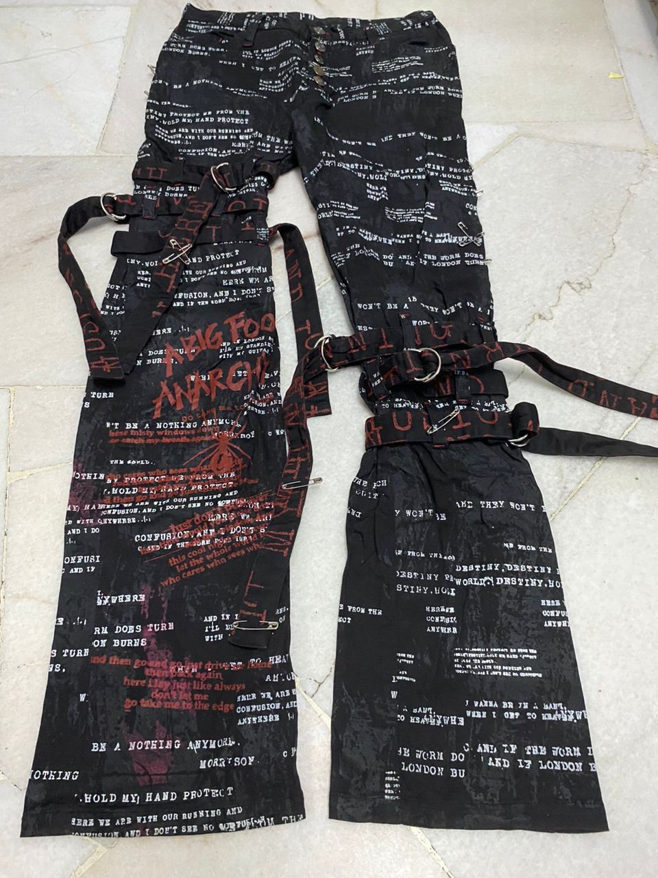 Japanese Brand VINTAGE H.ANARCHY FULL PRINT BONDAGE PUNK PANTS RARE Size US 28 / EU 44 - 4 Thumbnail