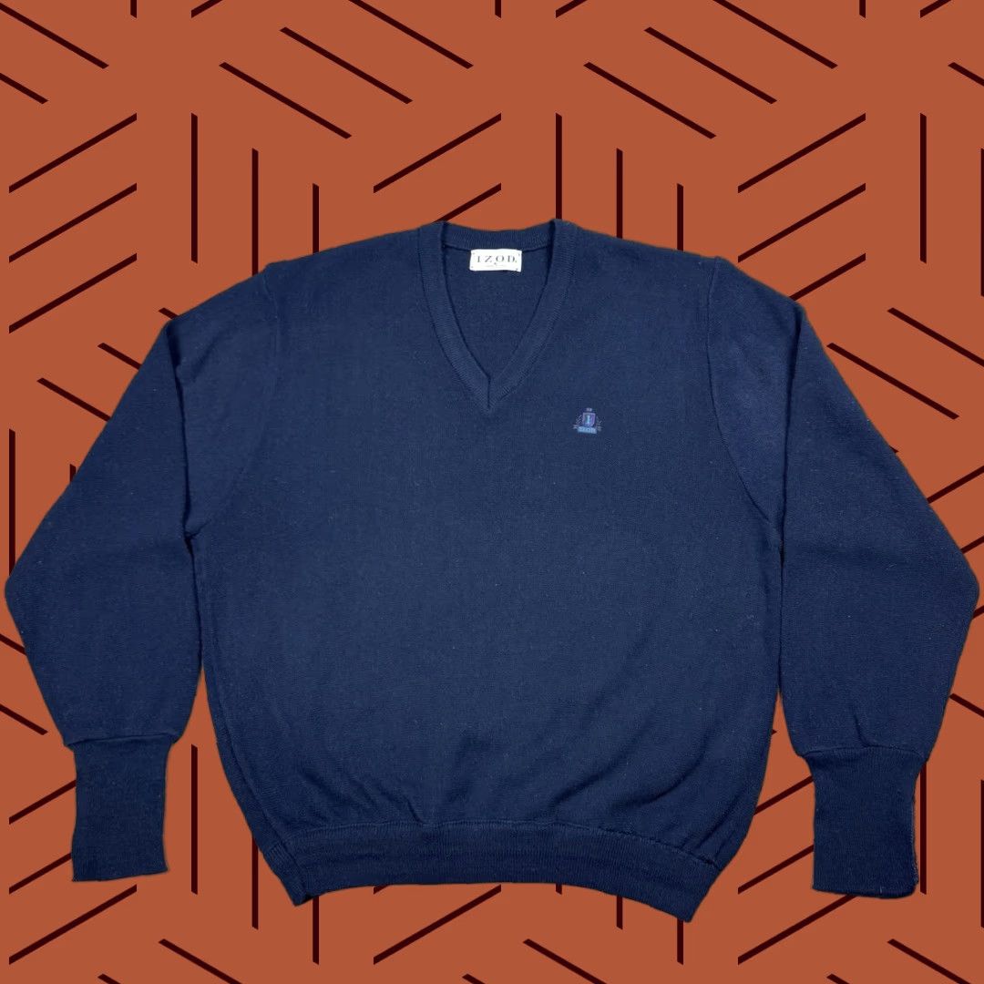 Izod VINTAGE IZOD V-NECK PULLOVER SWEATER MENS XL NAVY BLUE ACRYLIC CLASSIC PREPPY MADE IN USA Size US XL / EU 56 / 4 - 1 Thumbnail