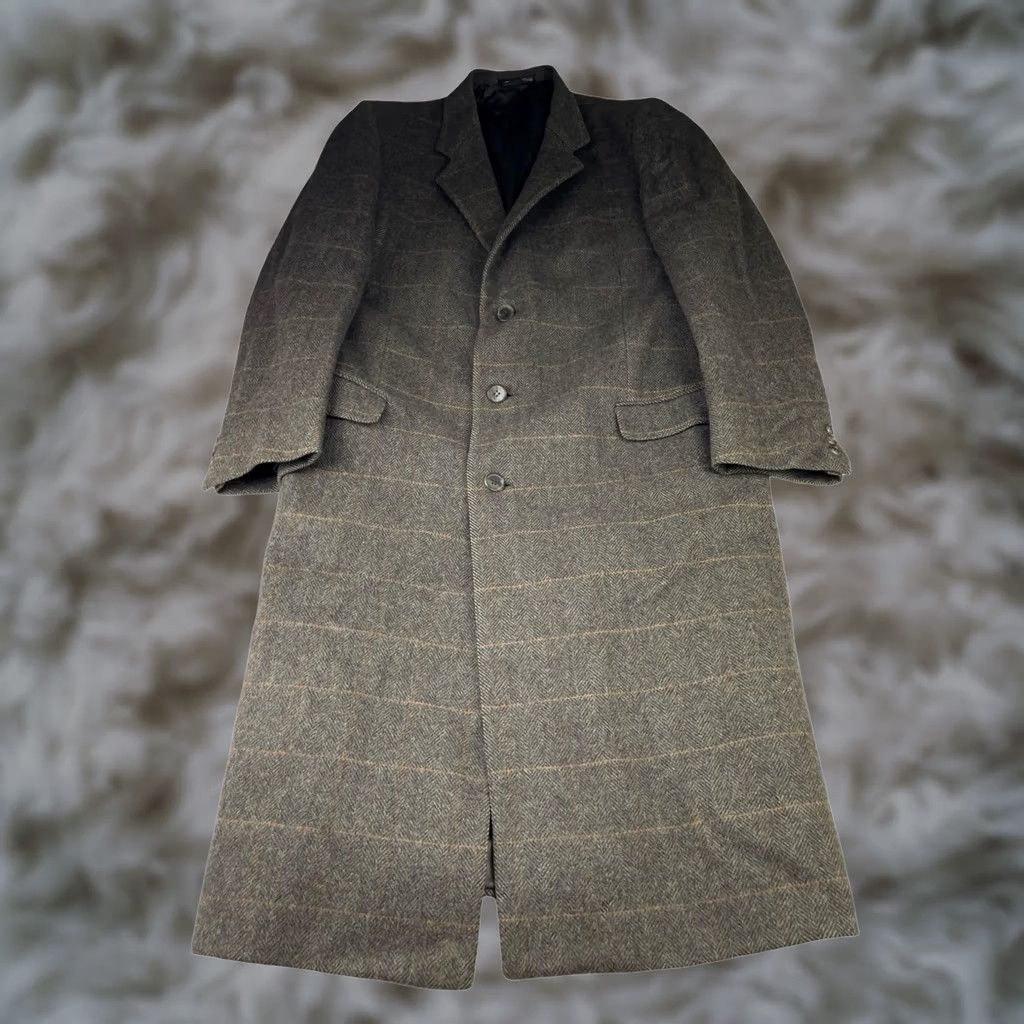 Vintage VINTAGE Bespoke Coat Overcoat Trench Wool Tweed Green/Tan Plaid Italy 43L Men's Size US XS / EU 42 / 0 - 1 Thumbnail