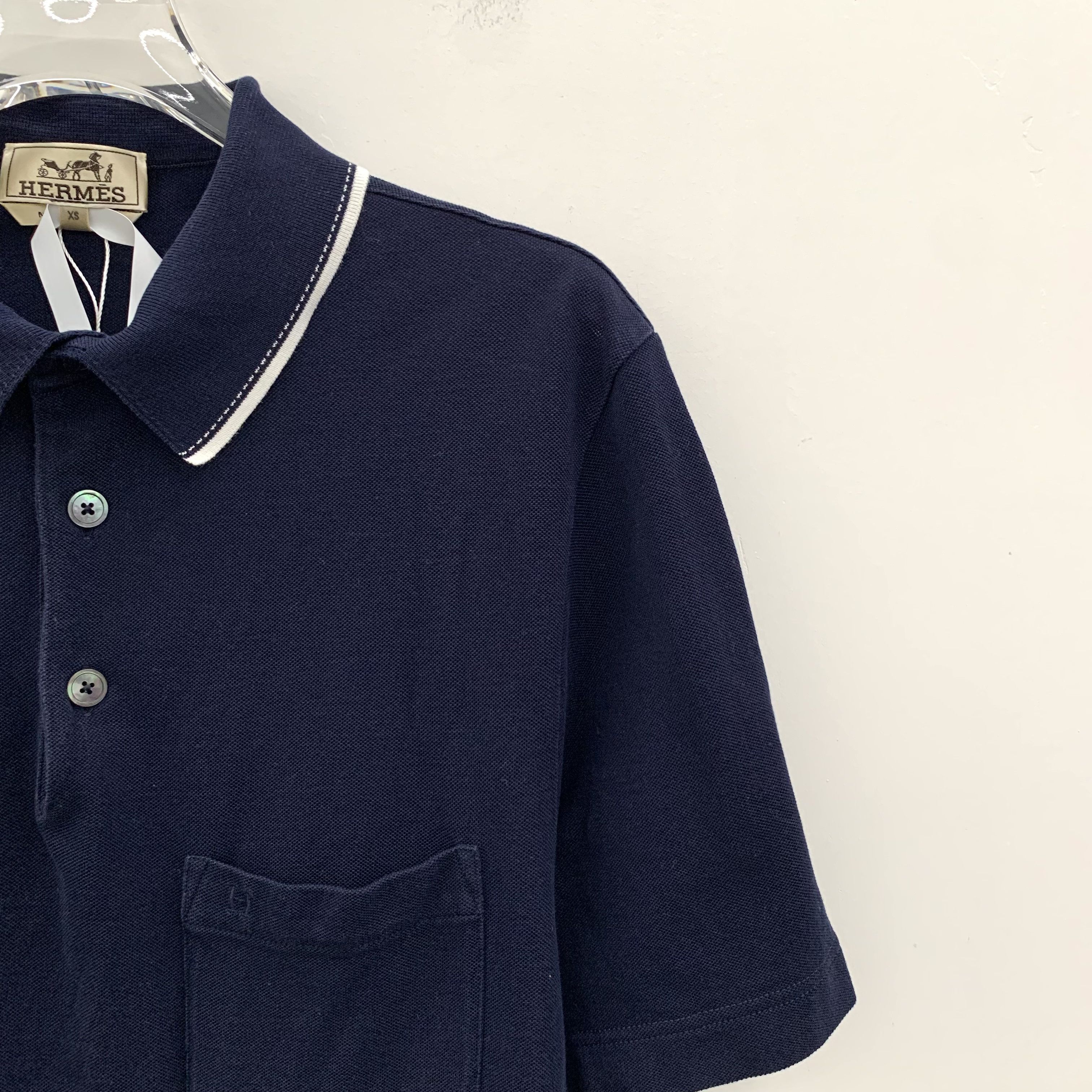Hermes Hermès Polo – Navy Cotton Short-Sleeve (Size XS) Size XS / US 0-2 / IT 36-38 - 5 Thumbnail