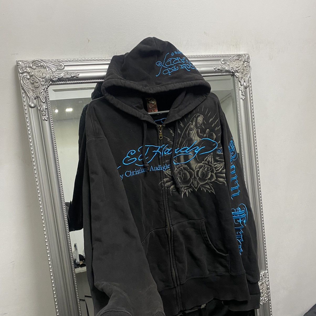 Ed Hardy Vintage Ed Hardy Zip Hoodie All Print By Christian Audigier Size US L / EU 52-54 / 3 - 4 Thumbnail