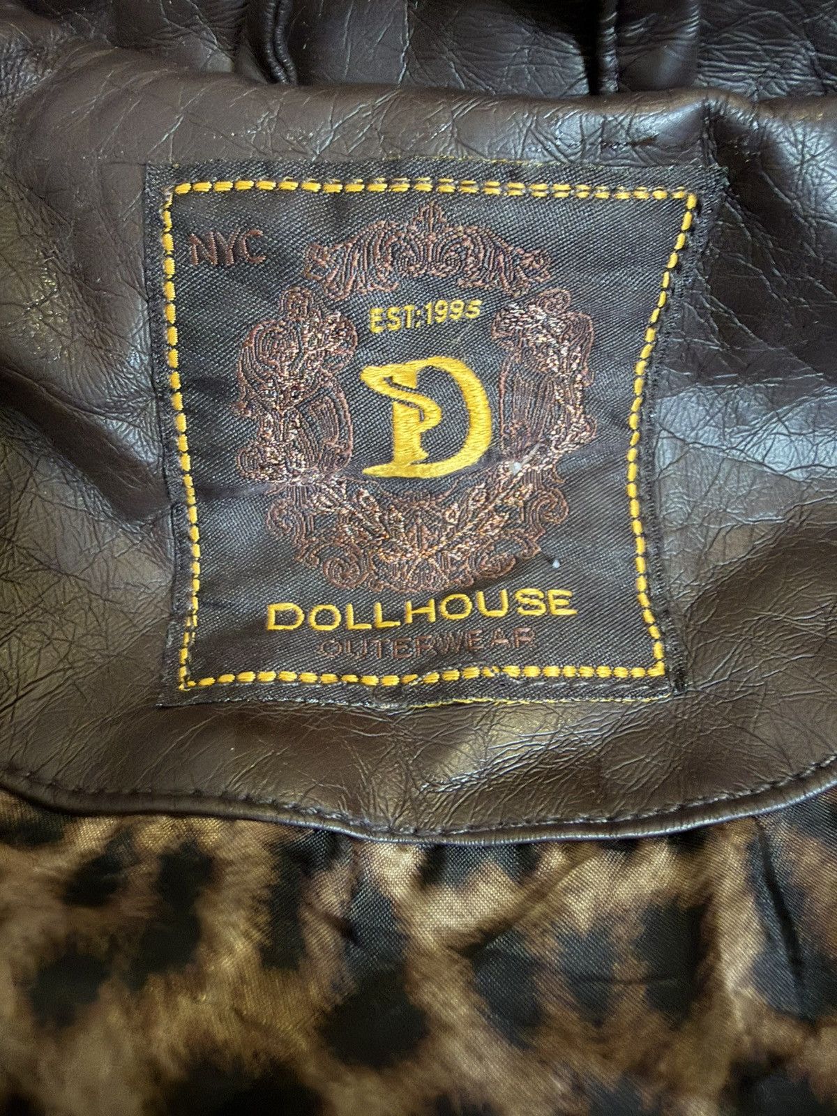 Other Vintage Dollhouse brown leather jacket. Leopard print lining Size S / US 4 / IT 40 - 4 Thumbnail