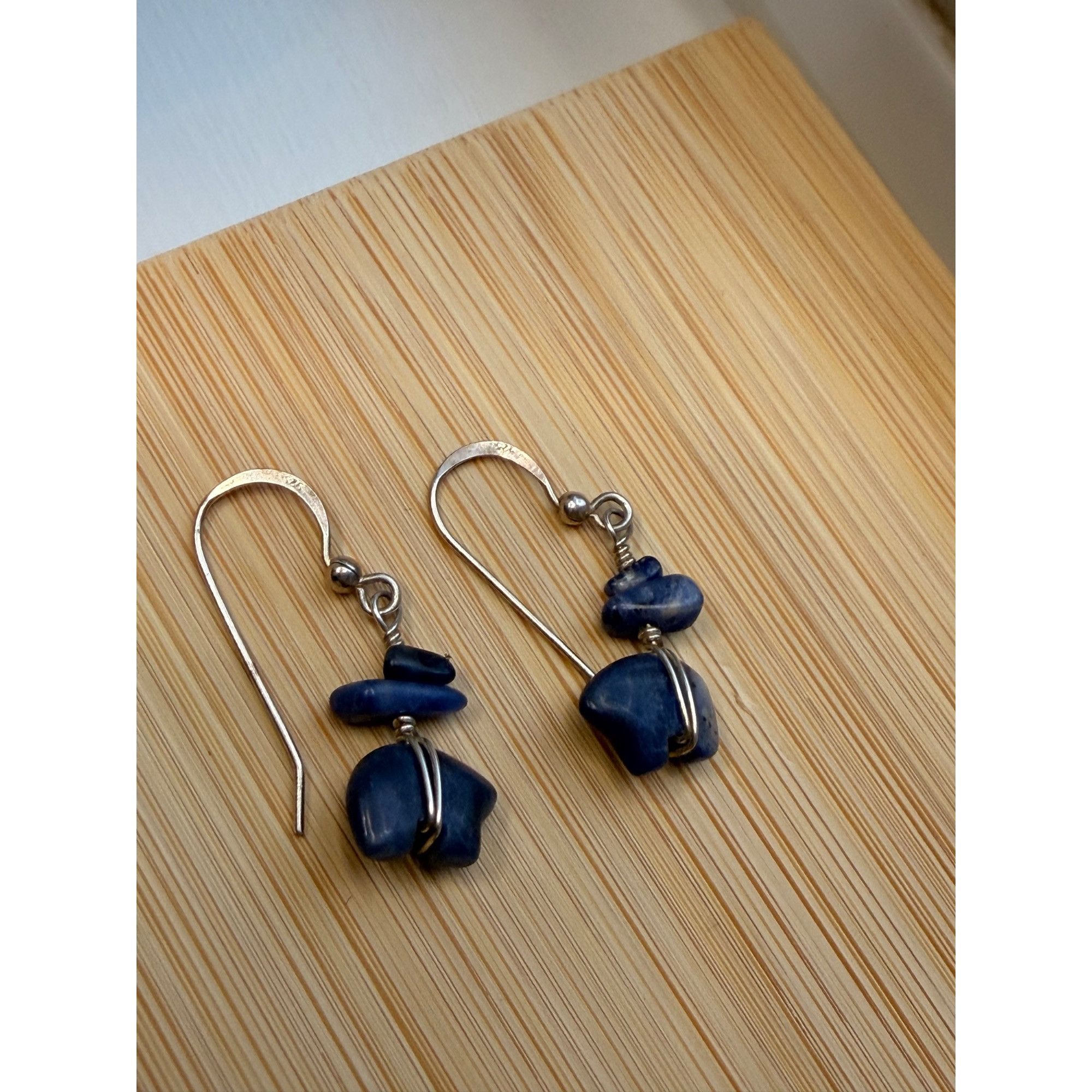 Handmade Sterling Silver Sodalite Bear Dangle Earrings Handmade With Size ONE SIZE - 7 Thumbnail
