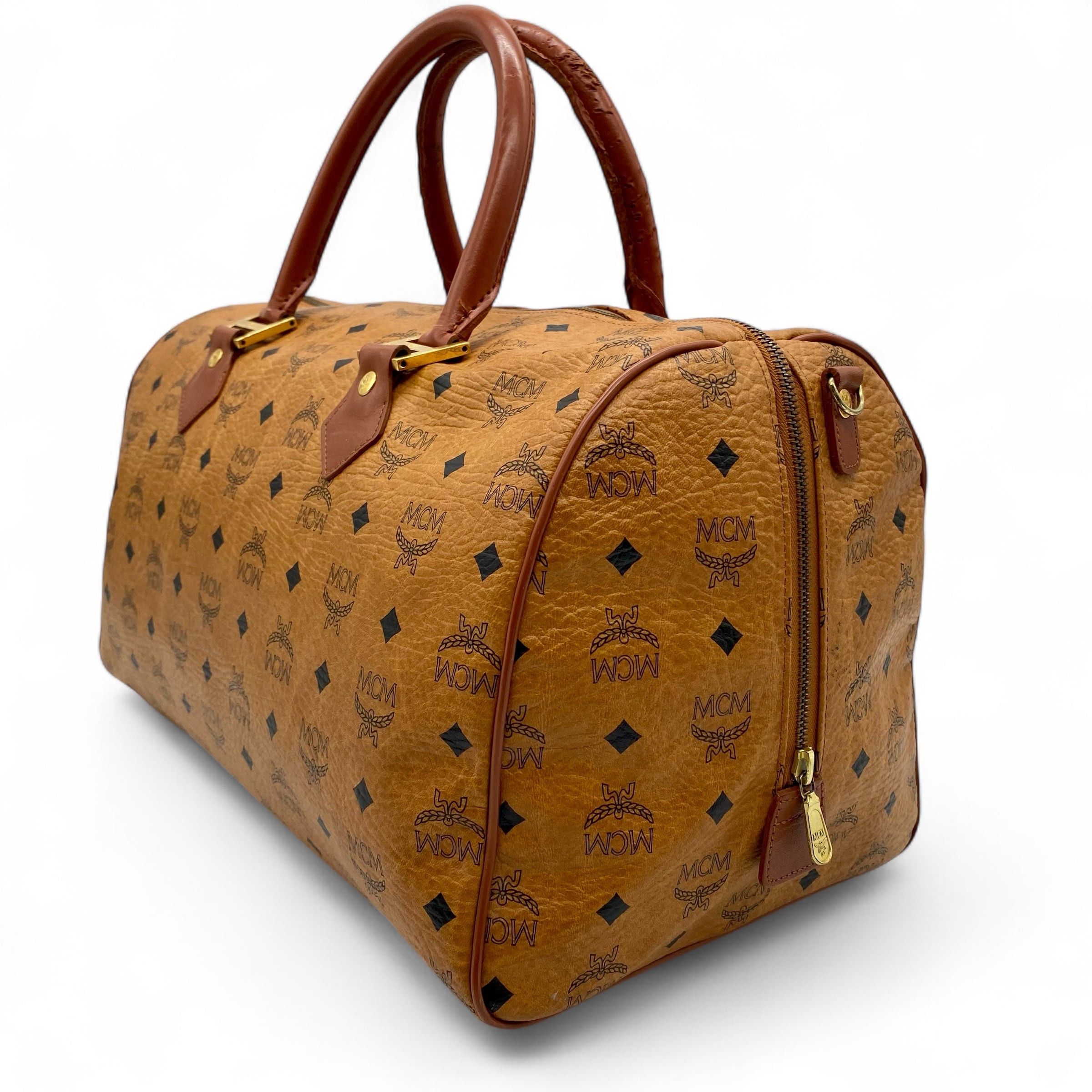 MCM MCM Visetos Boston Bag Cognac Size ONE SIZE - 4 Thumbnail