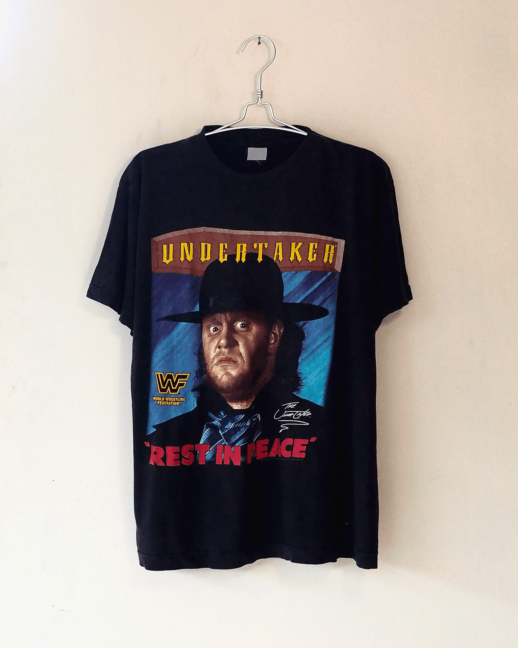 Vintage Vintage 1991 WWF/WWE Undertaker 'Rest In Peace' Shirt XL Size US XL / EU 56 / 4 - 1 Thumbnail