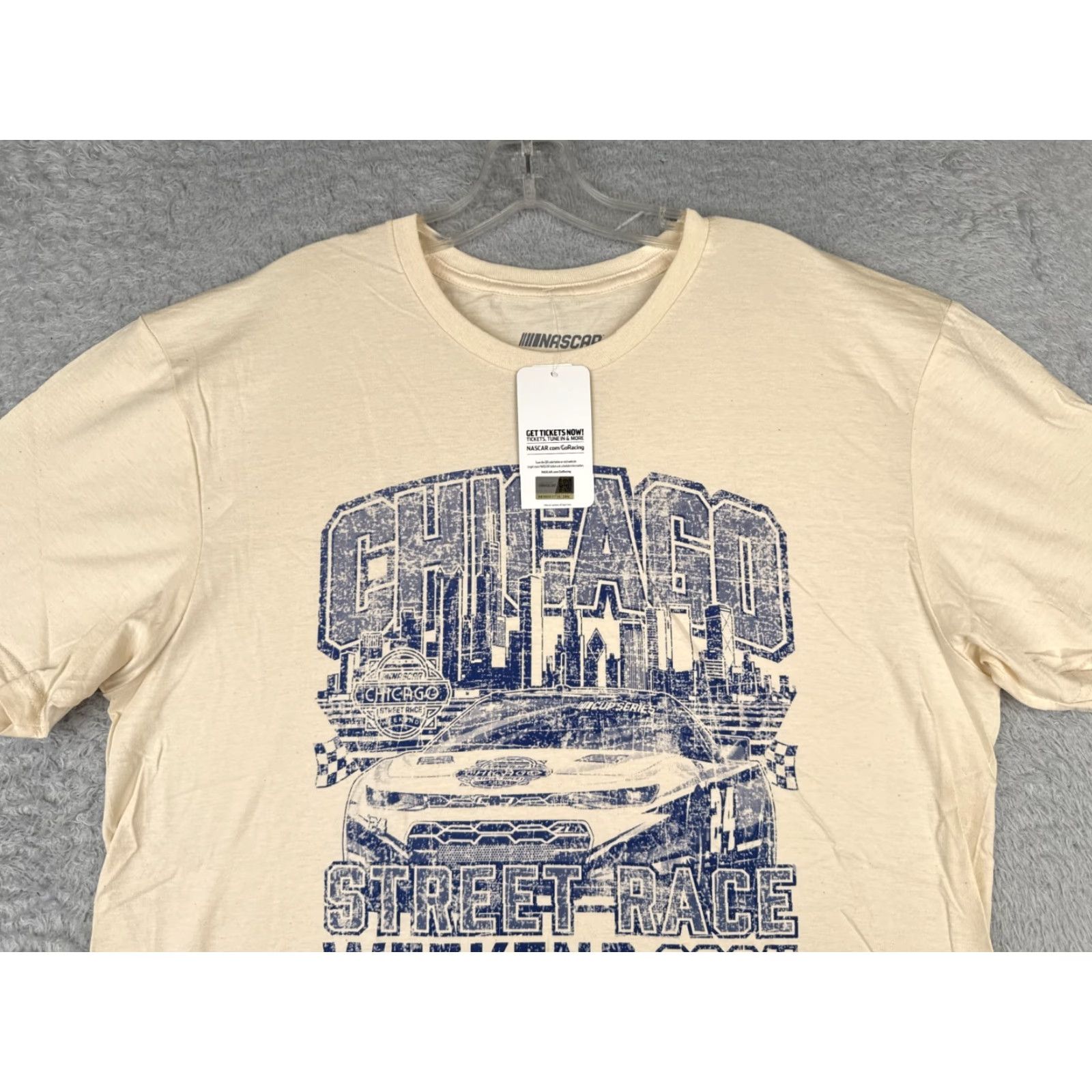 NASCAR Nascar Chicago Street Race Shirt Adult Large Ivory 100% Cotton Short Sleeve Logo T-Shirt Men’s Car Racing All Seasons Summer Fall Winter Safe? Size US L / EU 52-54 / 3 - 4 Thumbnail