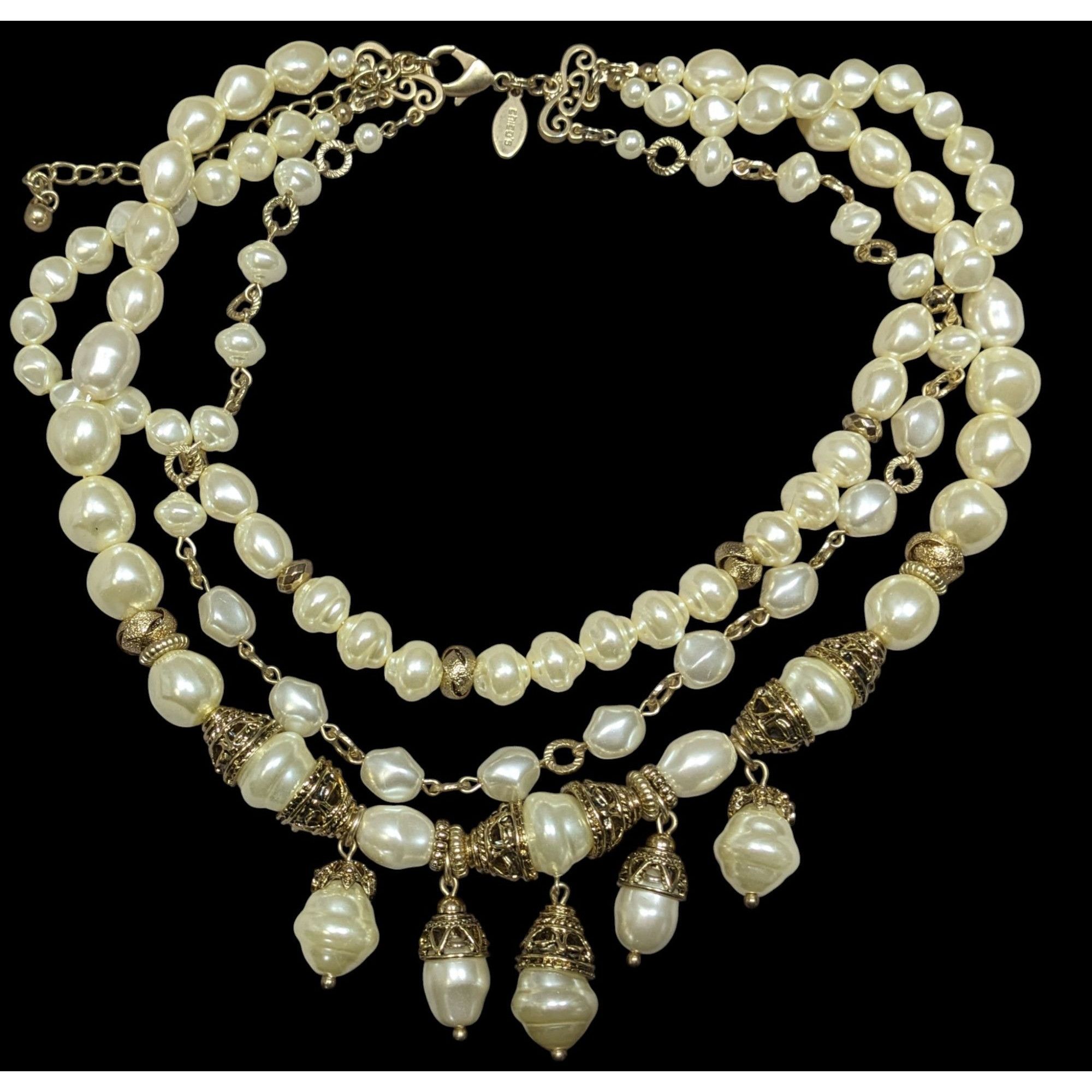 Chicos Chicos Chunky Glam Victorian Style Faux Pearl Layered Neckla Size ONE SIZE - 1 Thumbnail