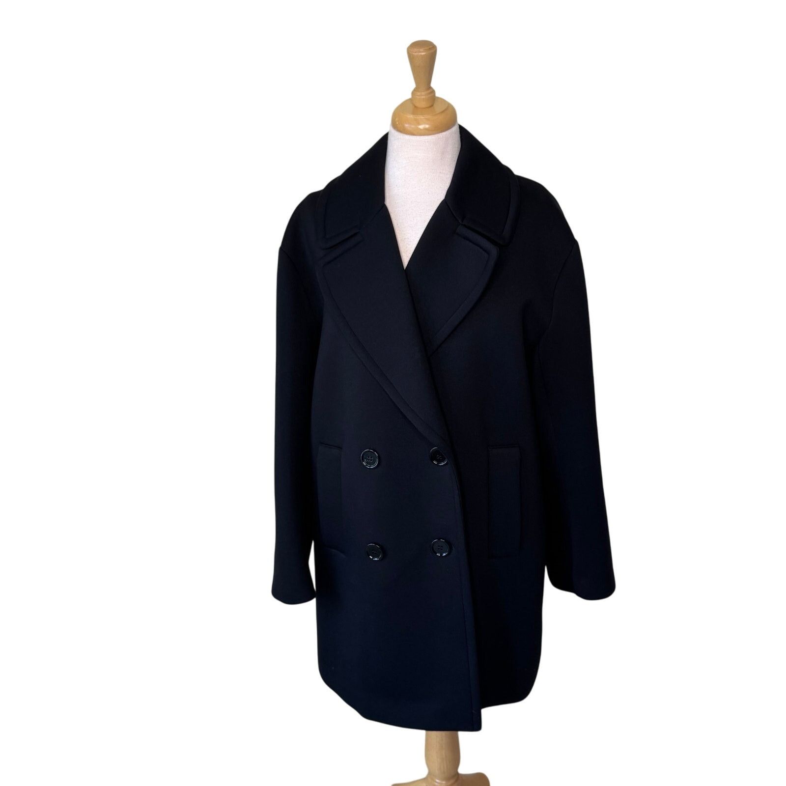 Max Mara 'S MAXMARA Ponte Knit Double Breasted Peacoat Black Size L / US 10 / IT 46 - 1 Thumbnail