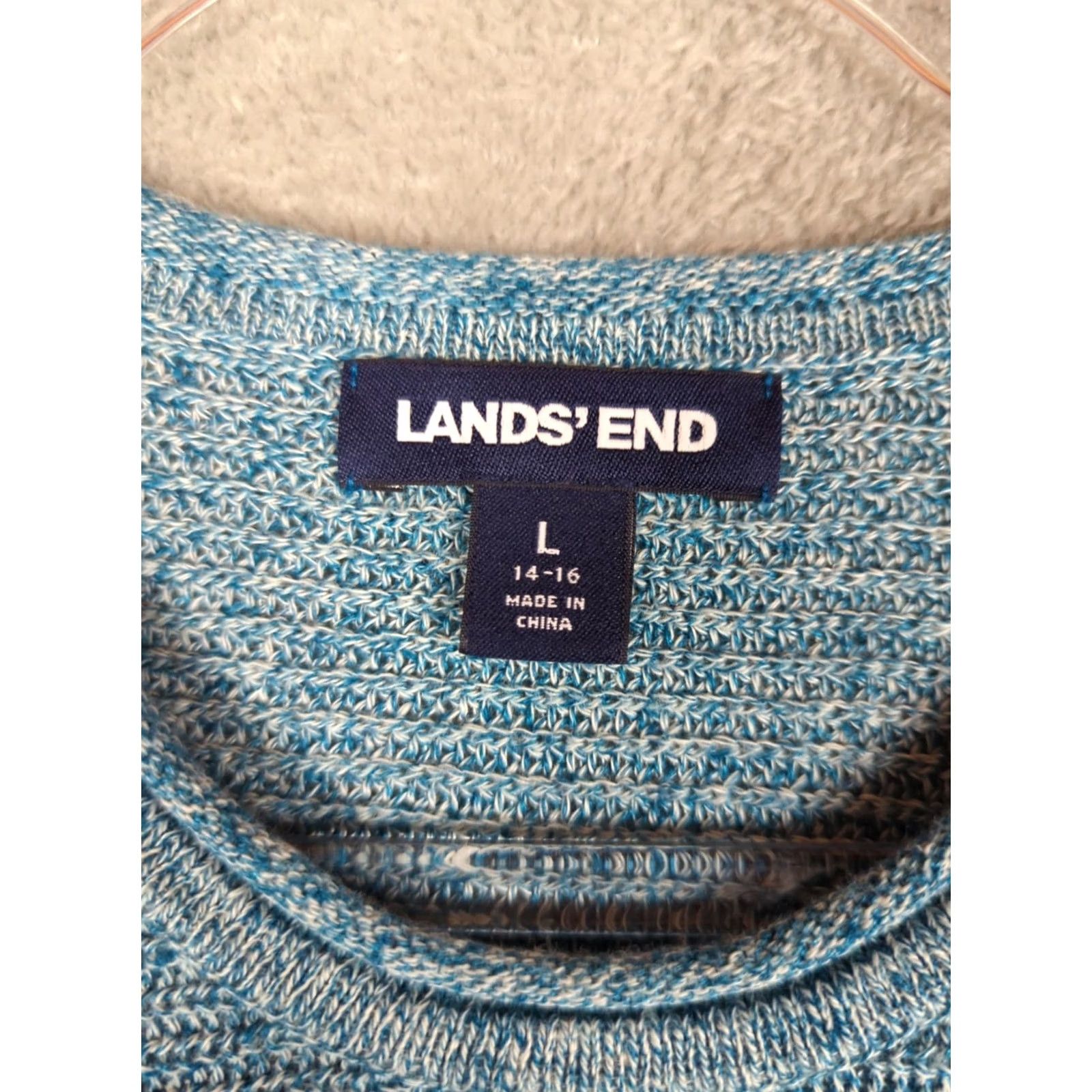 Lands' End Lands' End Sweater Teal Blue Women Size L Dolman Sleeve Knit Pullover Linen Blend Roll Neck Casual Beachy Summer Size L / US 10 / IT 46 - 2 Thumbnail