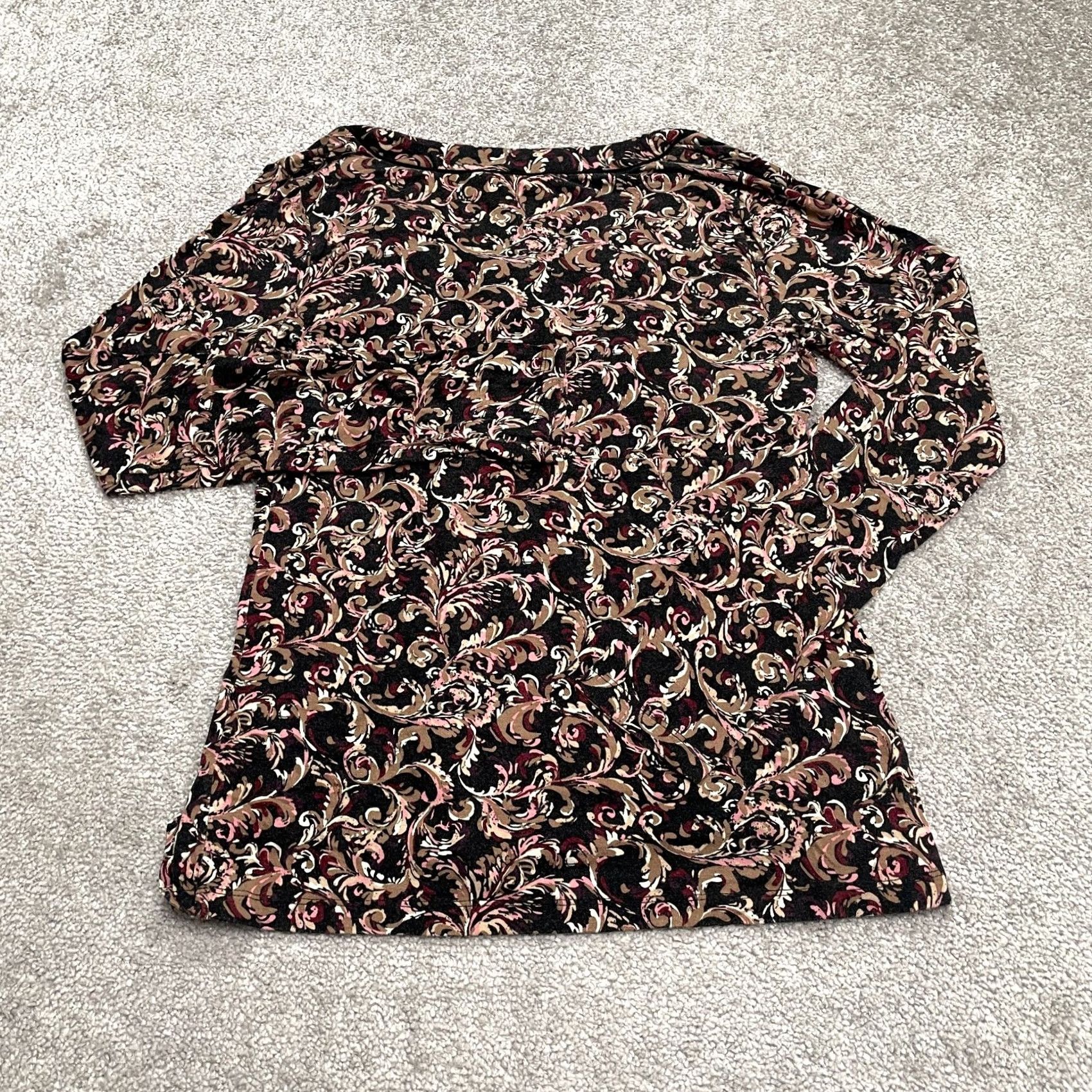 Ann Taylor Ann Taylor Blouse Womens Medium Multicolor Paisley V-Neck Long Sleeve Top Casual Shirt Size M / US 6-8 / IT 42-44 - 4 Thumbnail