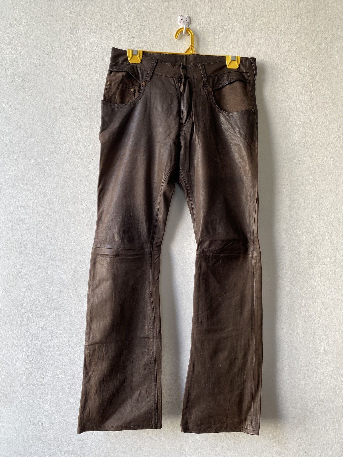 image of Abahouse Flare Leather Pant in Brown, Men's (Size 29)