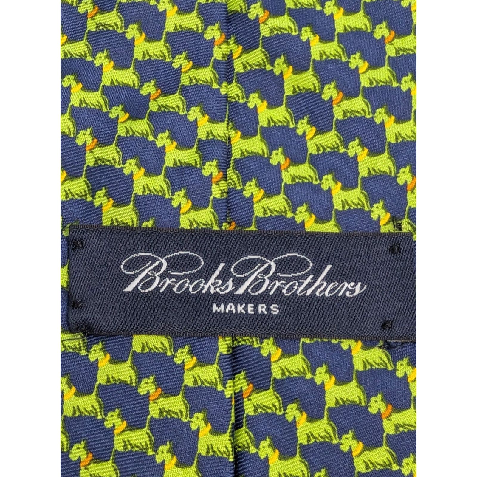 Brooks Brothers BROOKS BROTHERS Tie Neon Green Scottie DOG Blue 100% Silk Men Size ONE SIZE - 2 Thumbnail