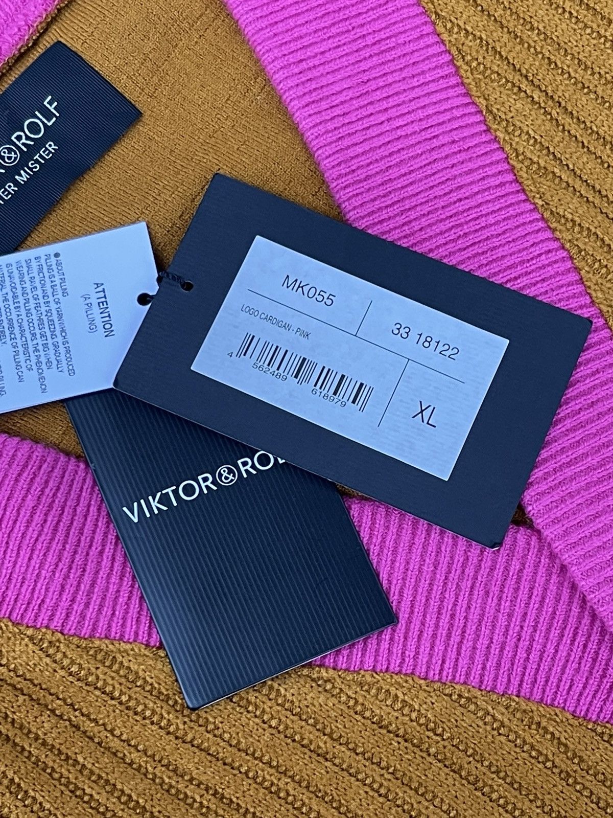 Viktor & Rolf !DS! FW22 Viktor & Rolf Logo Pink Brown Wool Cardigan Size US XL / EU 56 / 4 - 18 Thumbnail