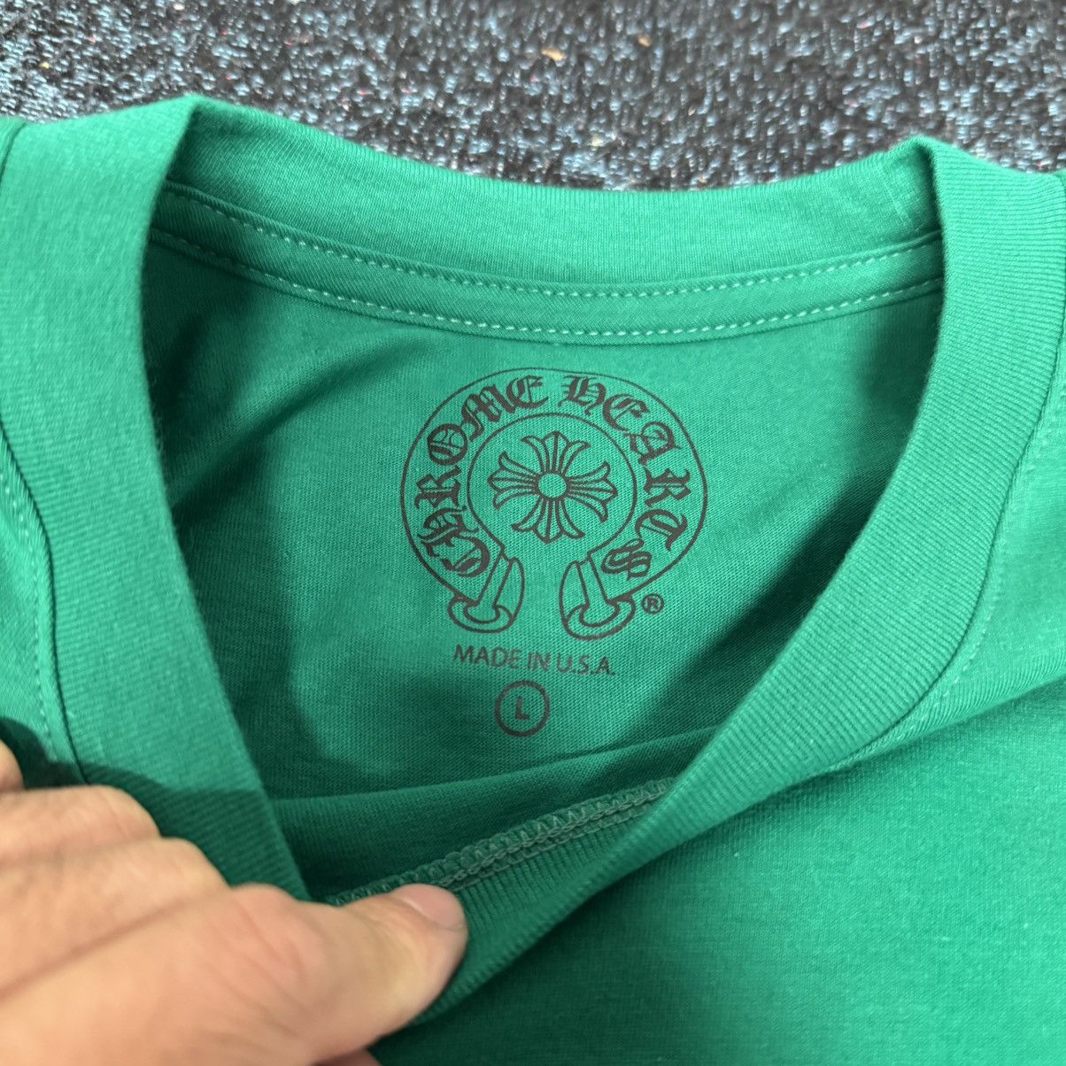 CHROME HEARTS CEMETERY CROSS LONG SLEEVE TEE GREEN