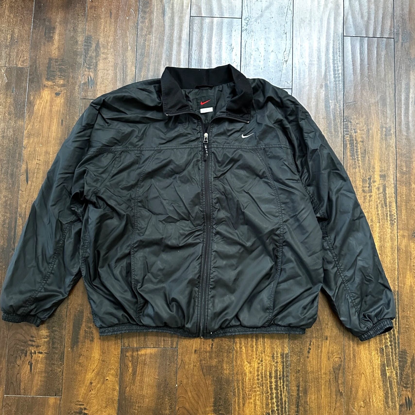 Nike VTG Nike Windbreaker Track Jacket XL Black Basic Simple Flaws Has 90s Size US XL / EU 56 / 4 - 2 Thumbnail